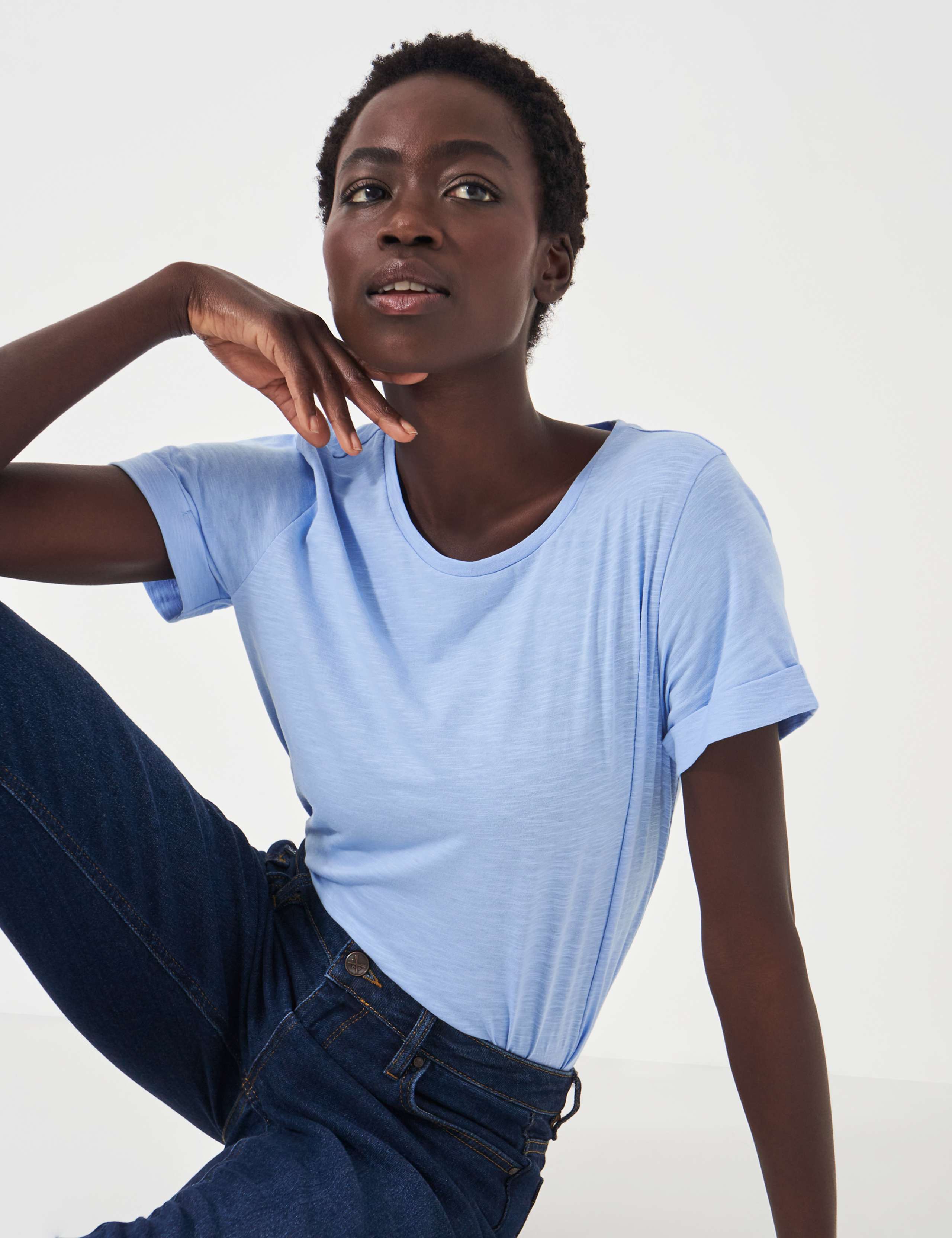 Pure Cotton Slub Crew Neck T-Shirt 5 of 5