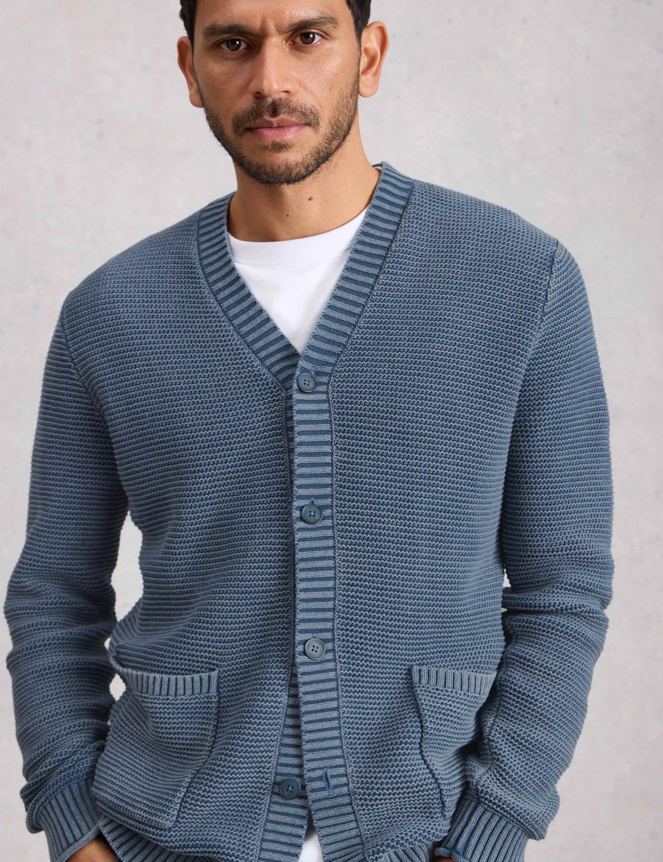 Pure Cotton Textured V-Neck Cardigan 3 of 6