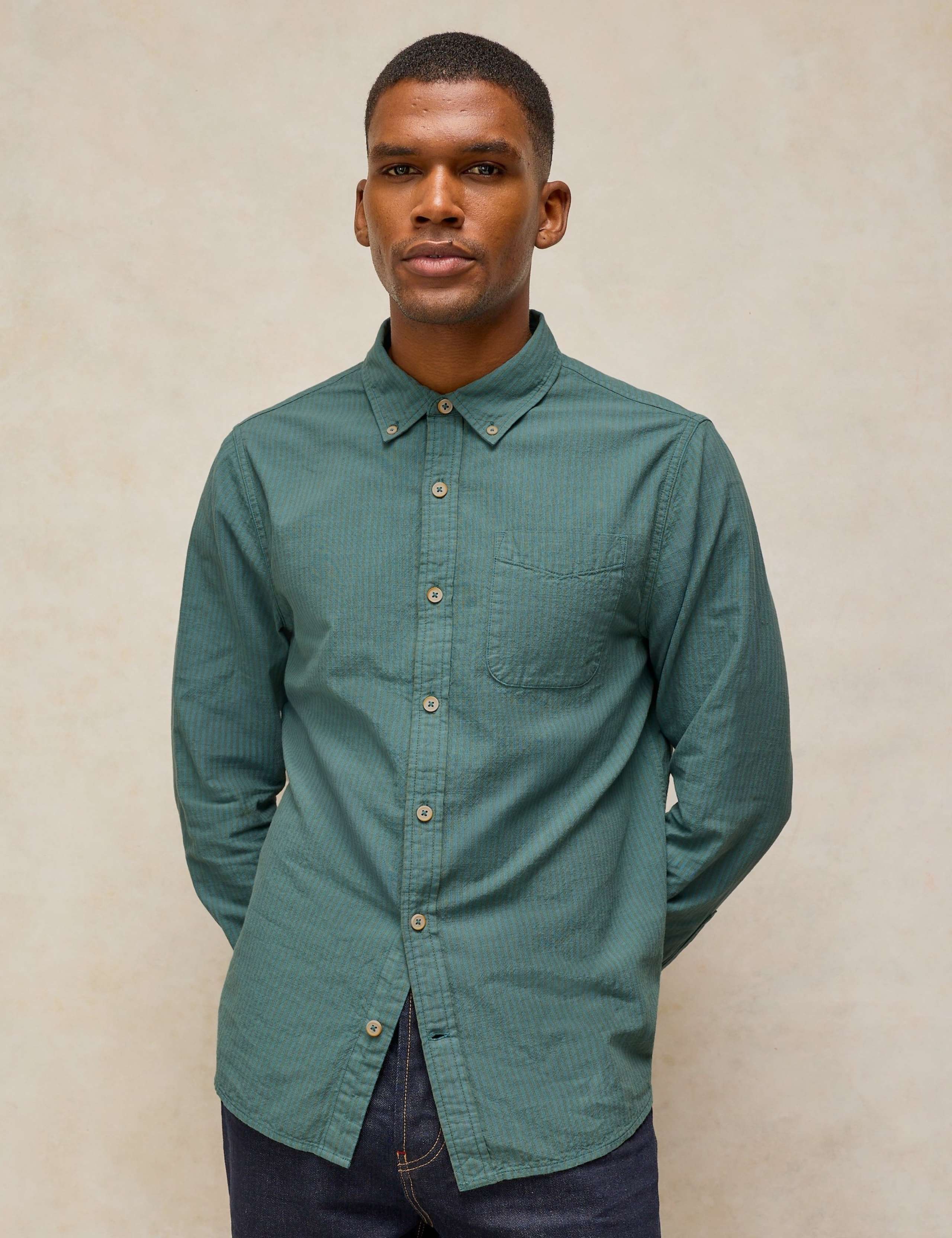 Regular Fit Pure Cotton Striped Oxford Shirt 1 of 6