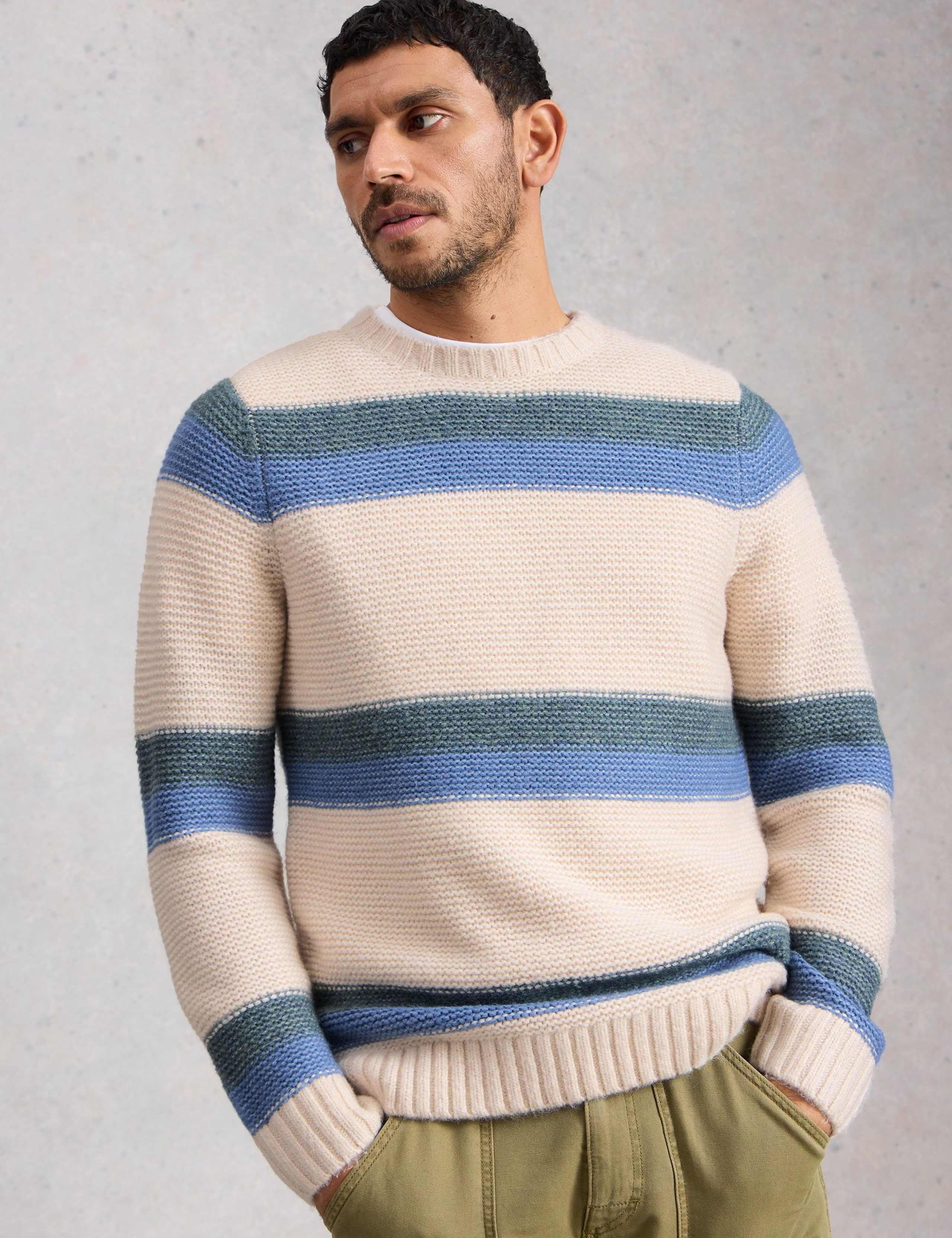 Striped Crew Neck Jumper with Merino Wool 3 of 6