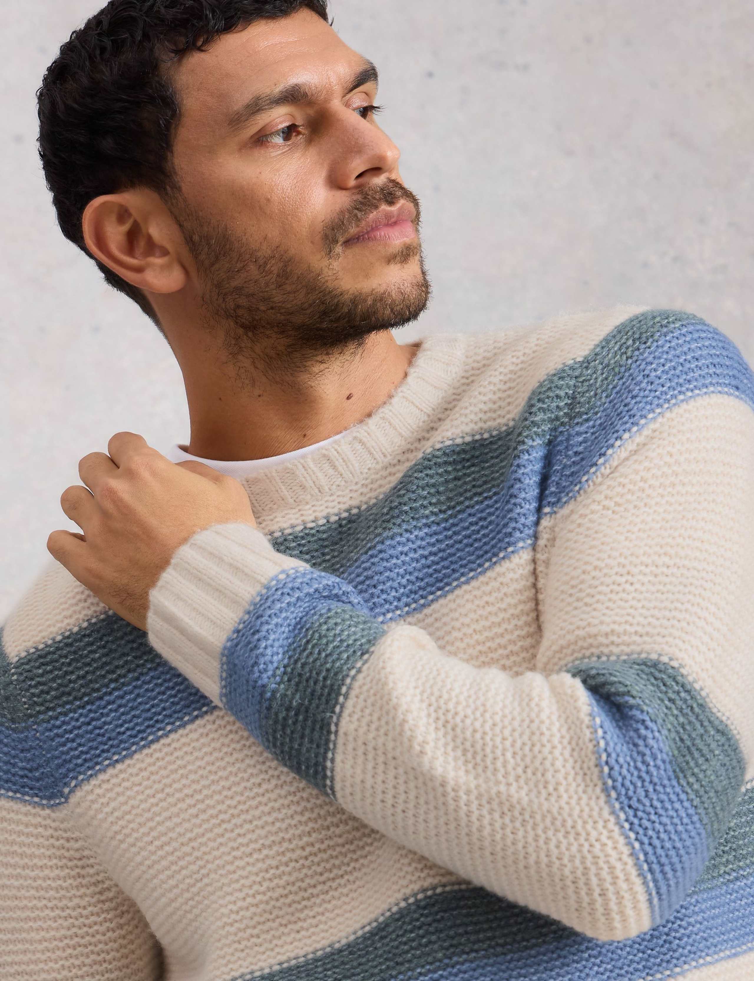 Striped Crew Neck Jumper with Merino Wool 5 of 6