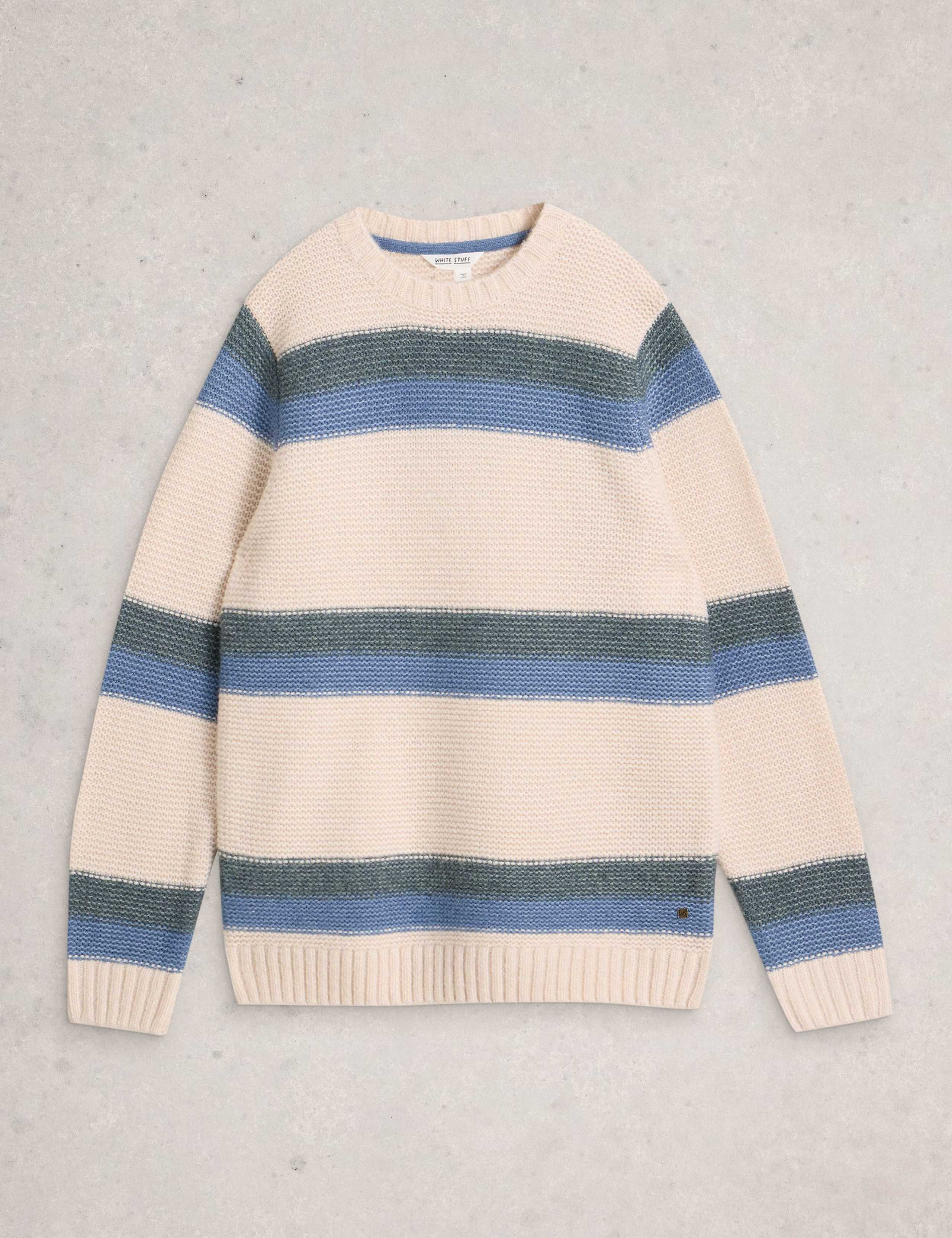 Striped Crew Neck Jumper with Merino Wool 2 of 6