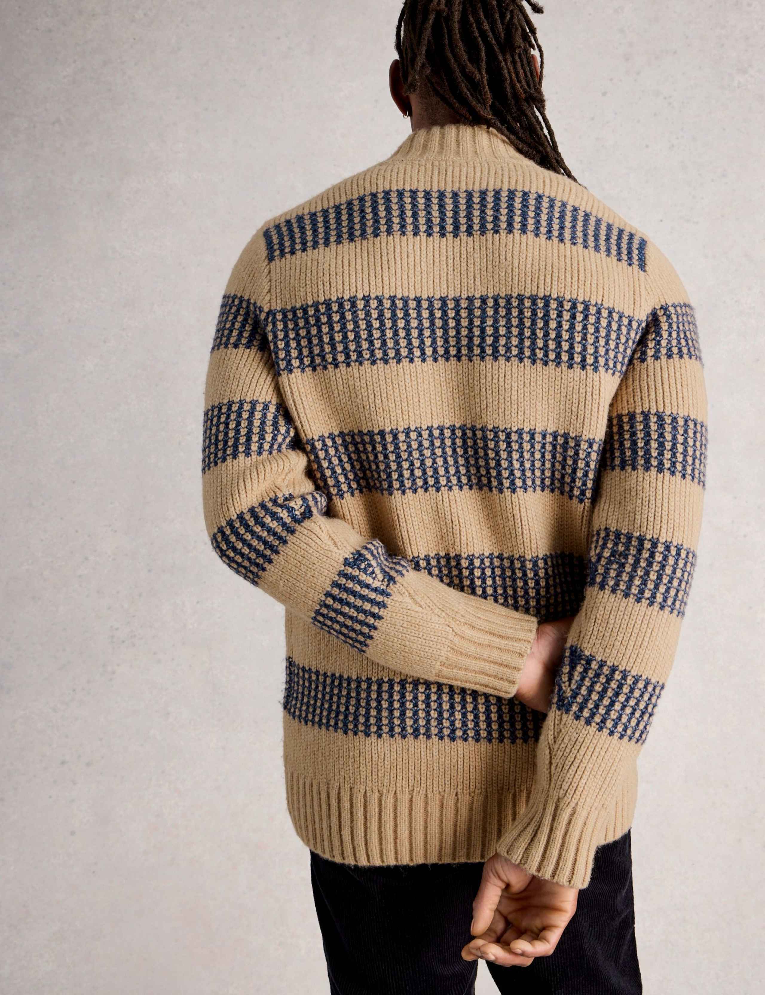 Striped Funnel Neck Half Button Jumper 3 of 6