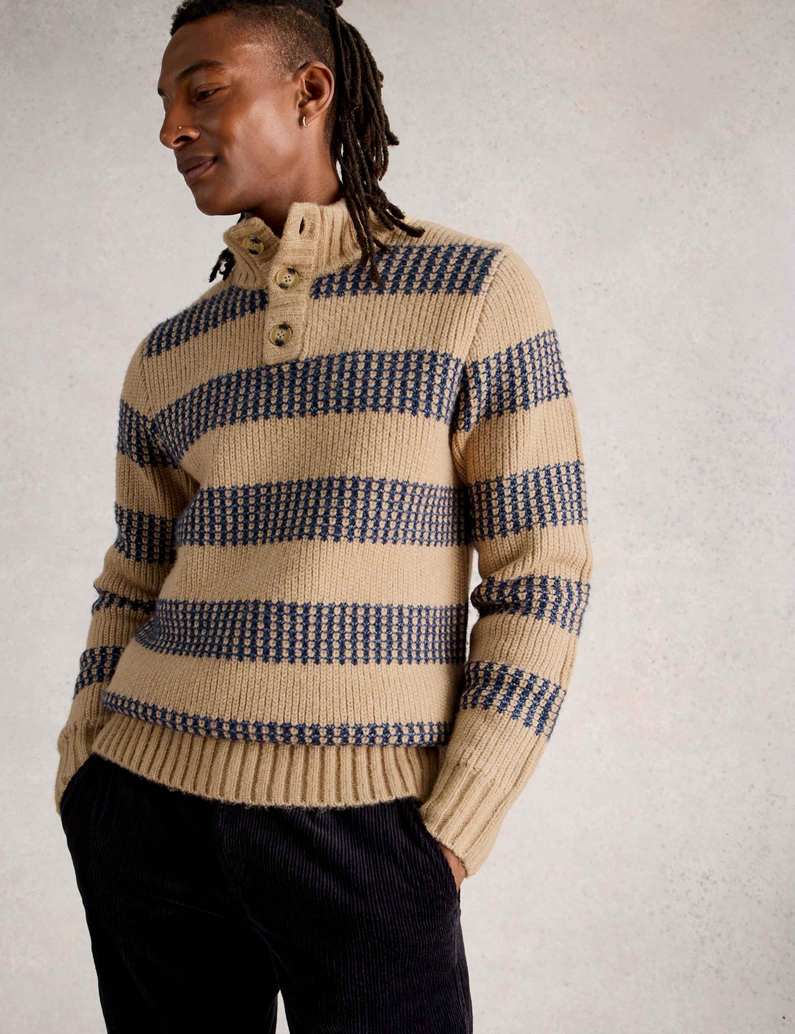 Striped Funnel Neck Half Button Jumper 5 of 6