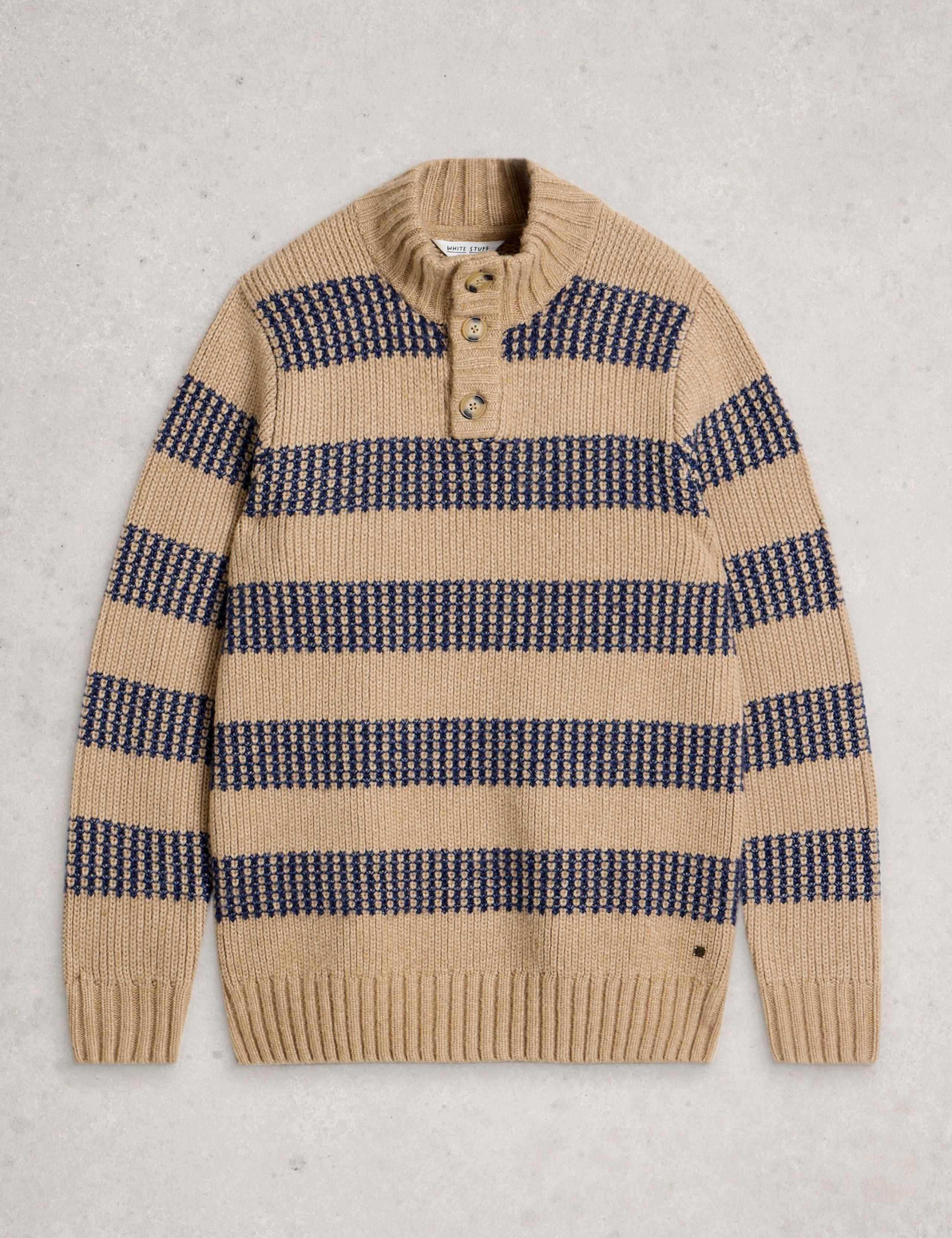 Striped Funnel Neck Half Button Jumper 2 of 6