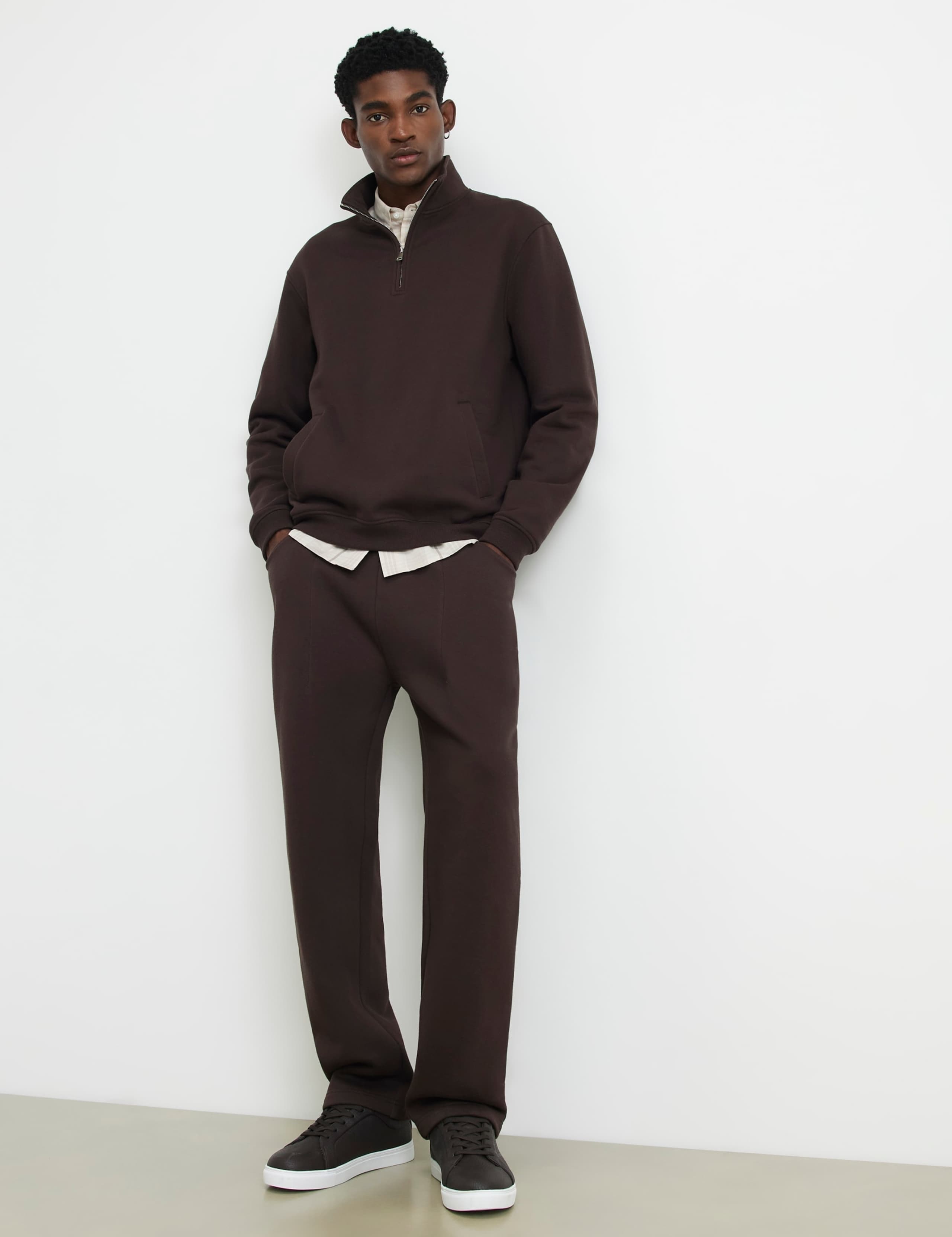 Cotton Rich Funnel Neck Half Zip Sweatshirt 1 of 6