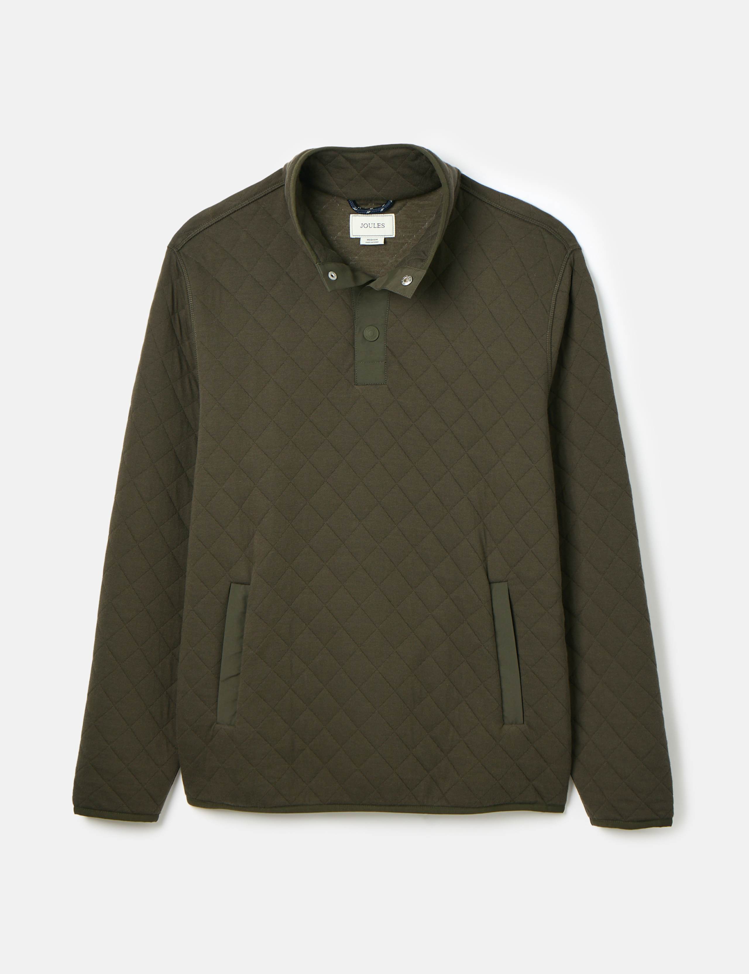 Cotton Blend Quilted Funnel Neck Sweatshirt 2 of 8