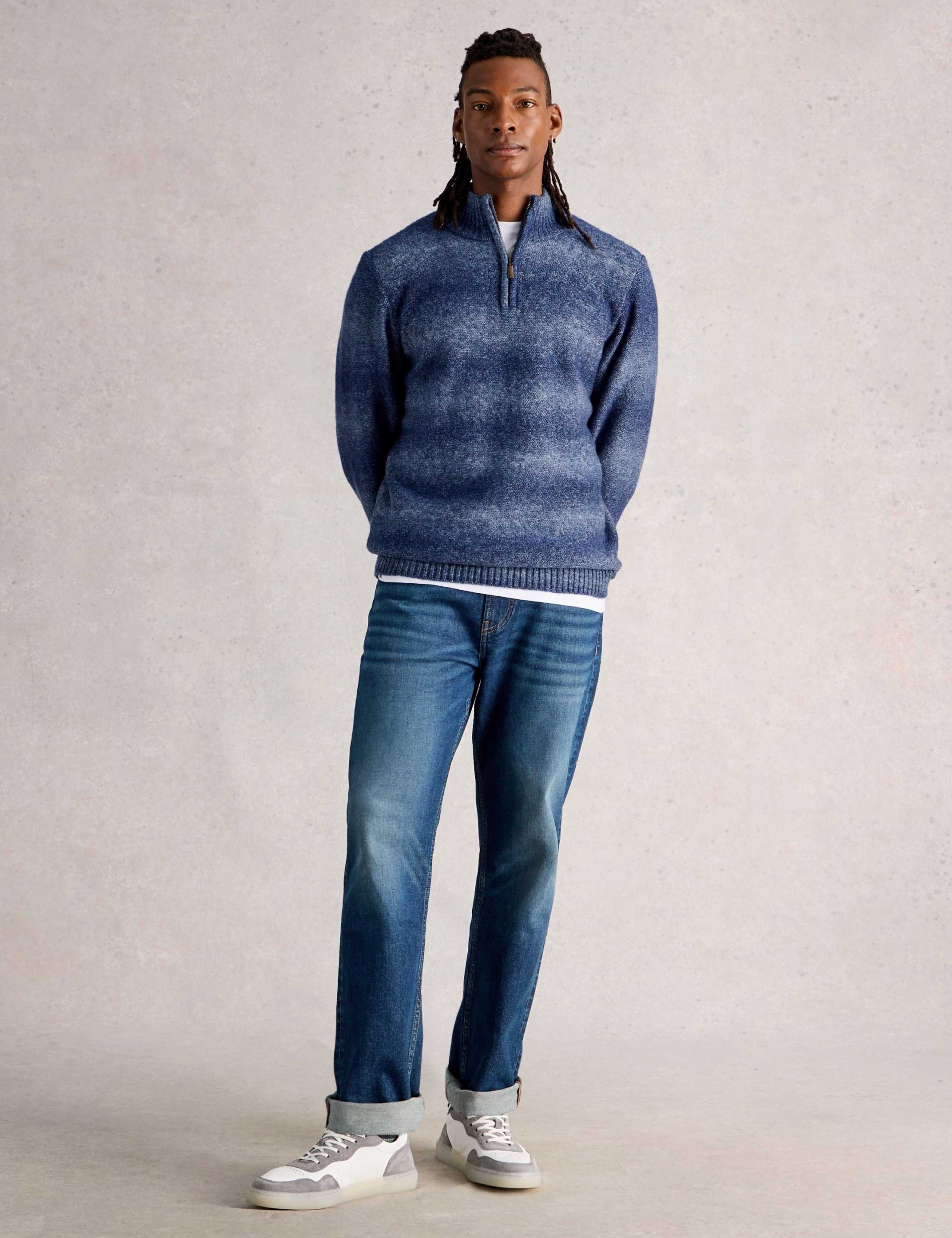 Ombre Striped Textured Half Zip Jumper 1 of 6