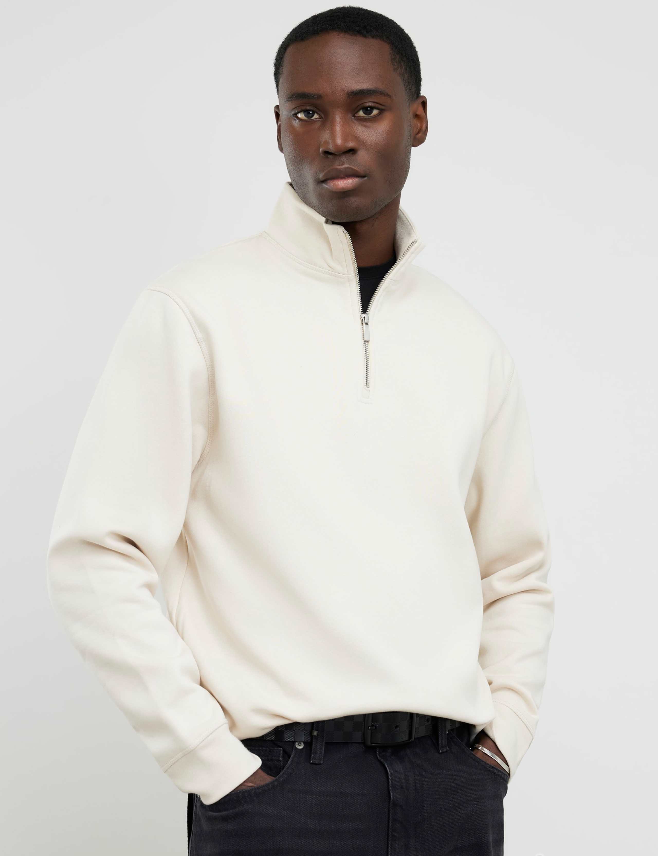 Pure Cotton Funnel Neck Long Sleeve Sweatshirt 1 of 6