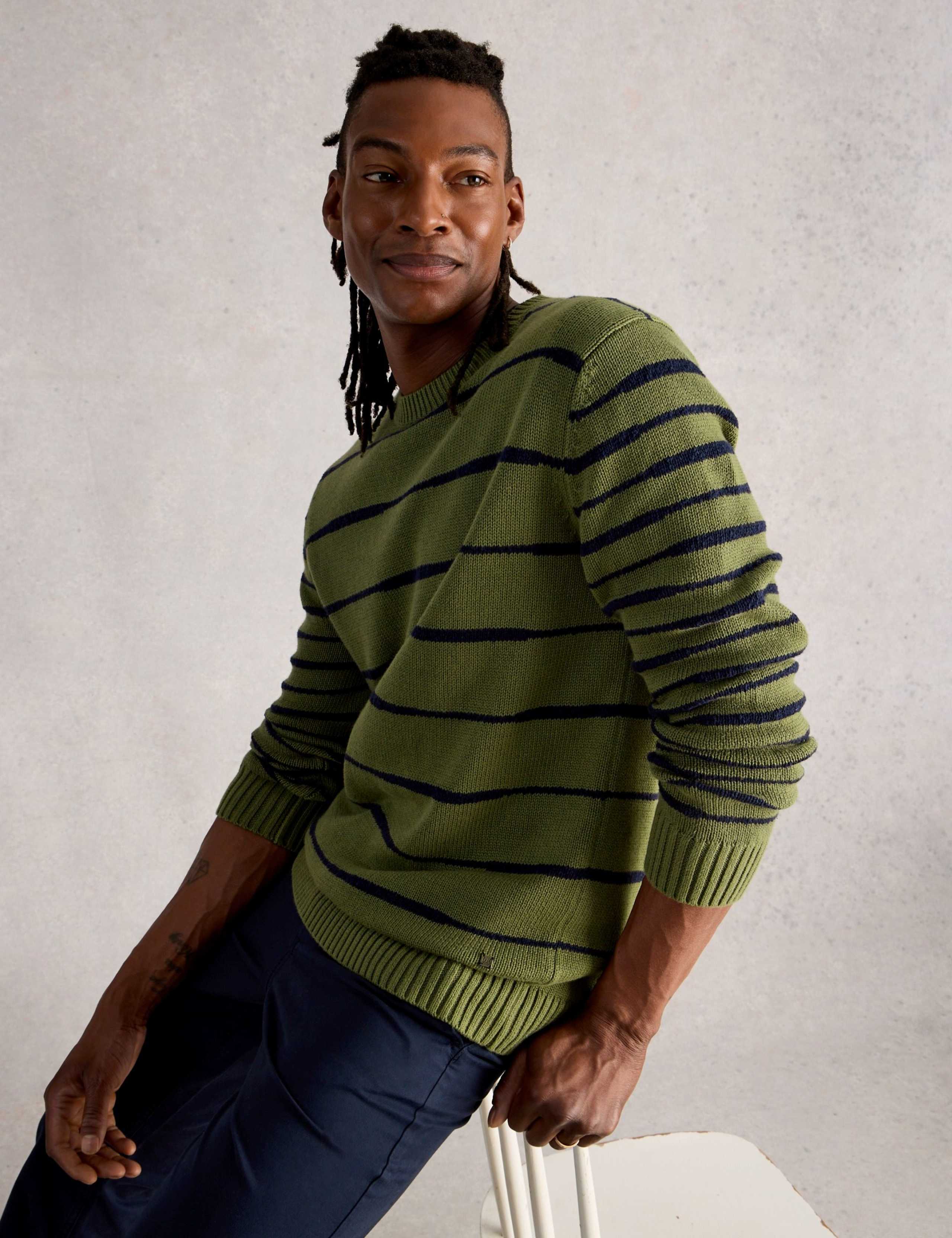 Pure Cotton Striped Crew Neck Jumper 6 of 6