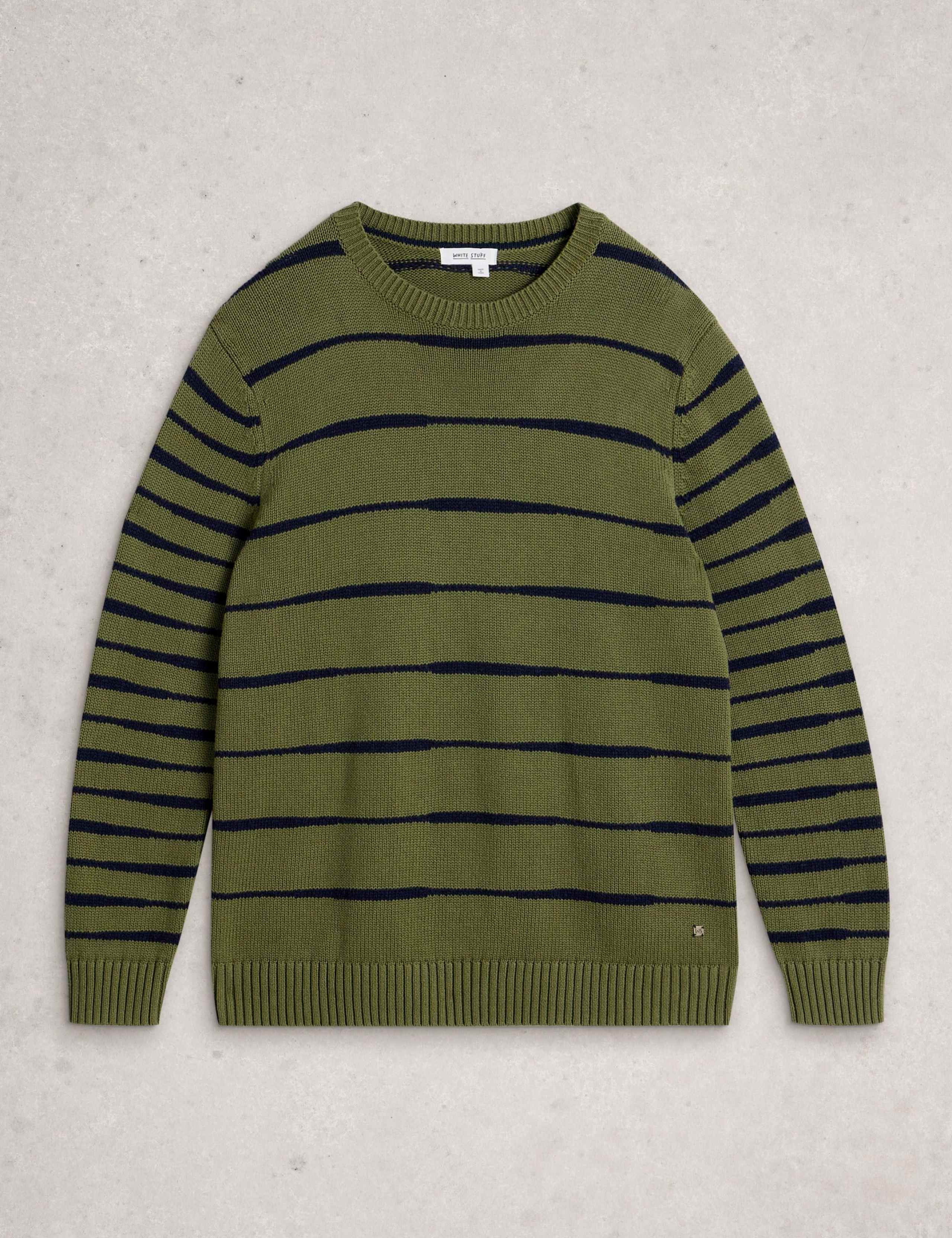 Pure Cotton Striped Crew Neck Jumper 2 of 6