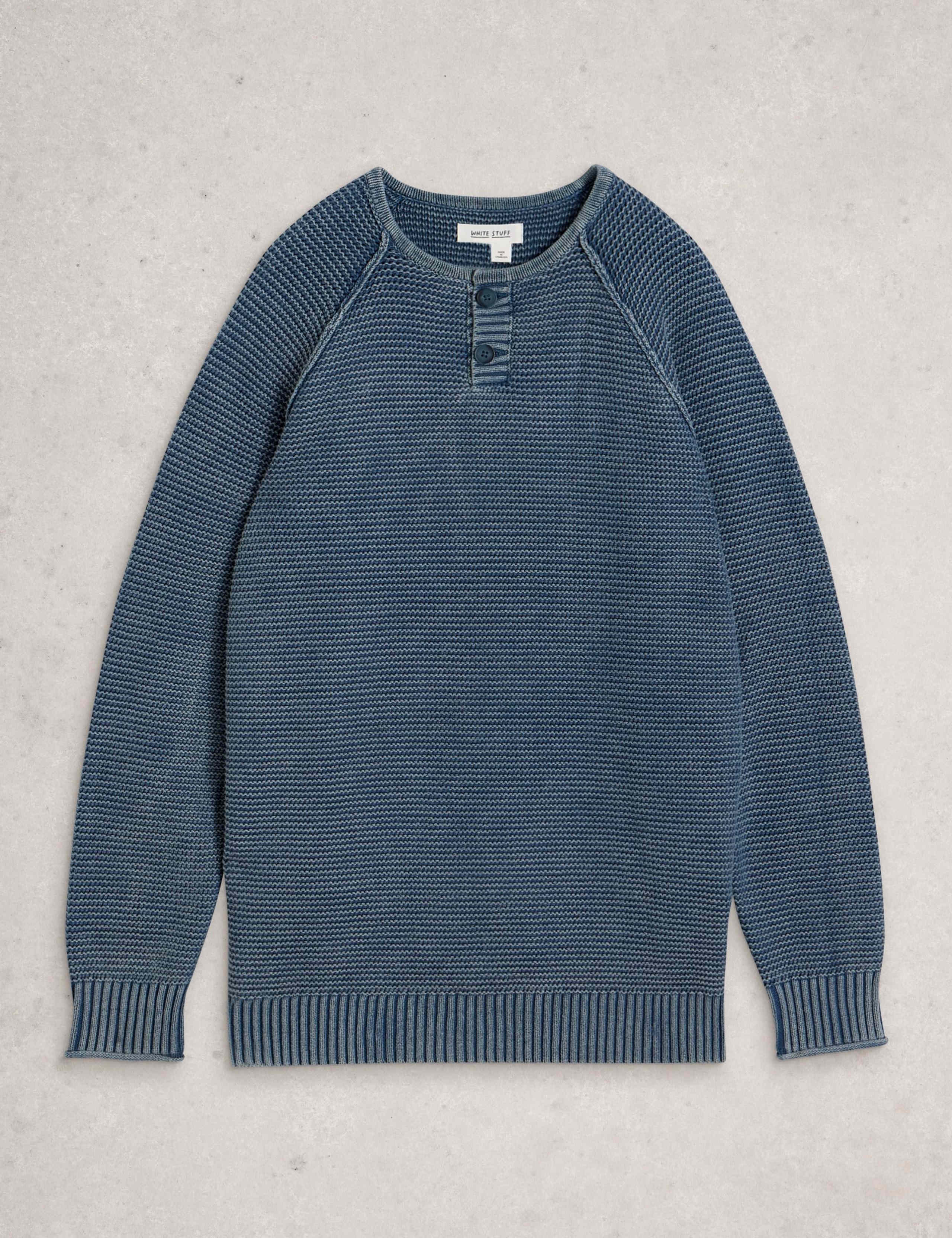 Pure Cotton Knitted Henley Jumper 2 of 6