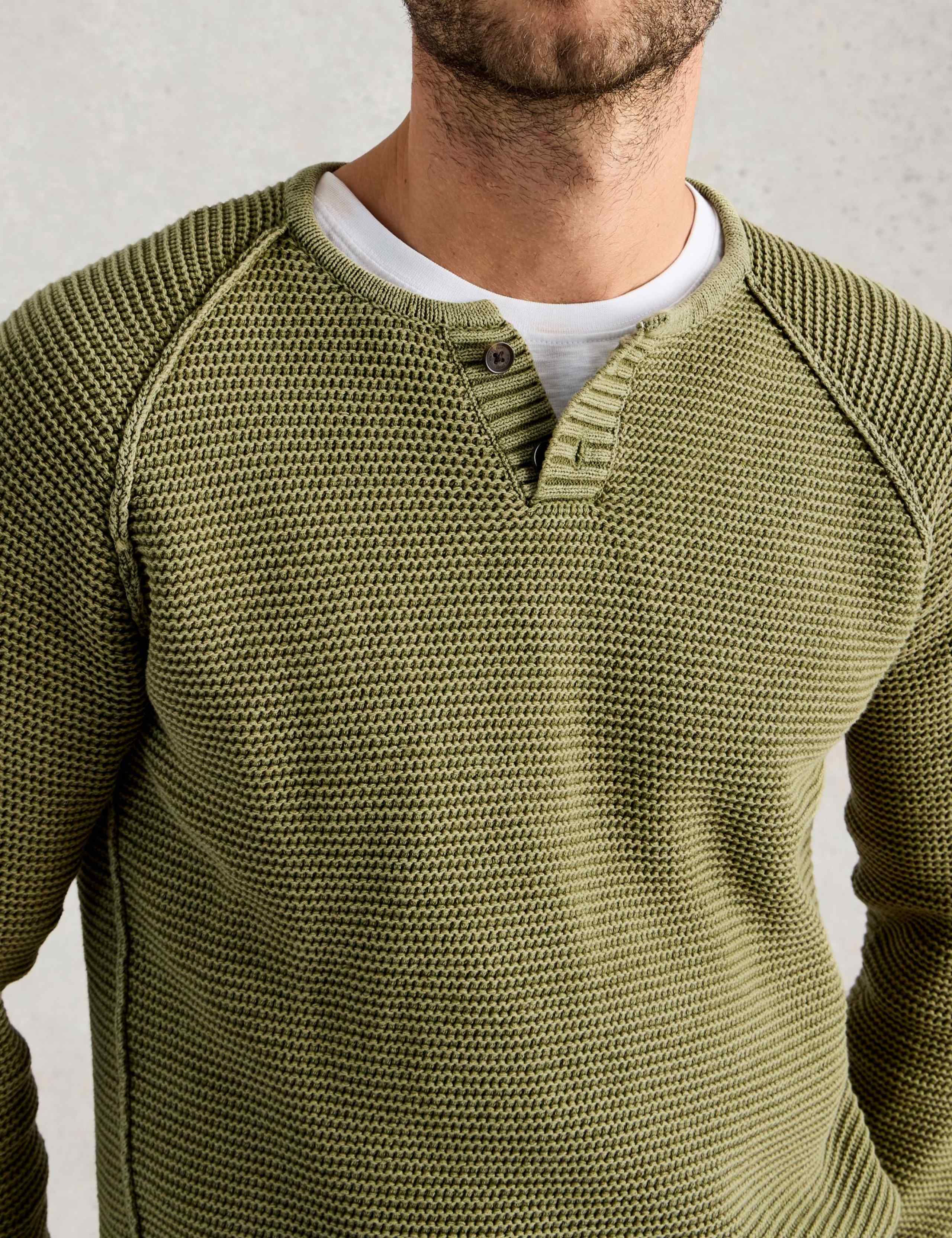 Pure Cotton Knitted Henley Jumper 5 of 6