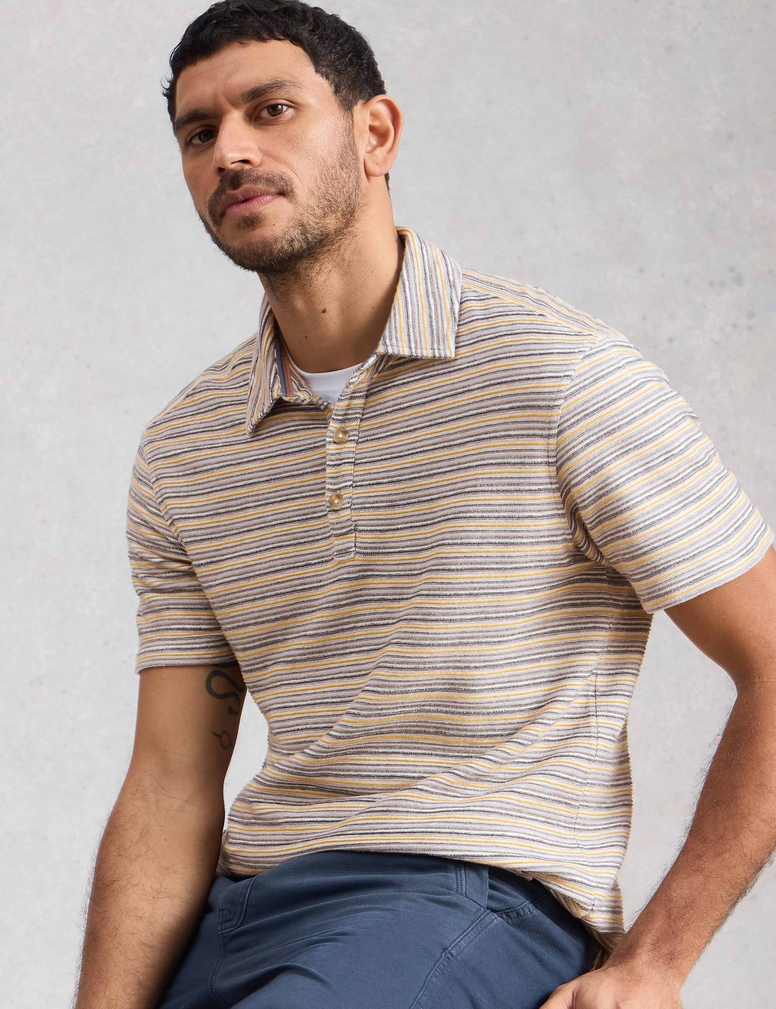 Pure Cotton Striped Polo Shirt 3 of 6