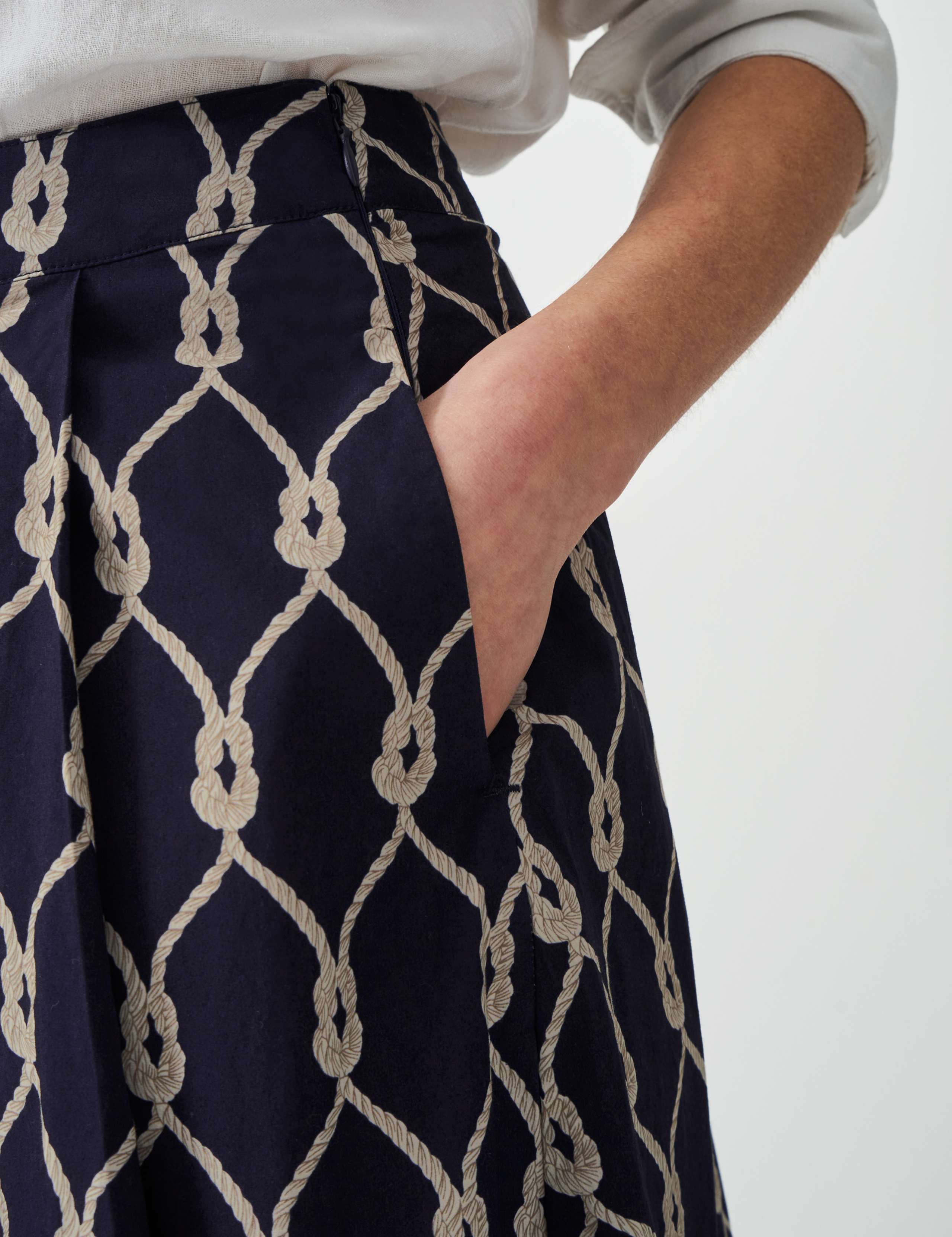 Pure Cotton Geometric Midi A-Line Skirt 5 of 5