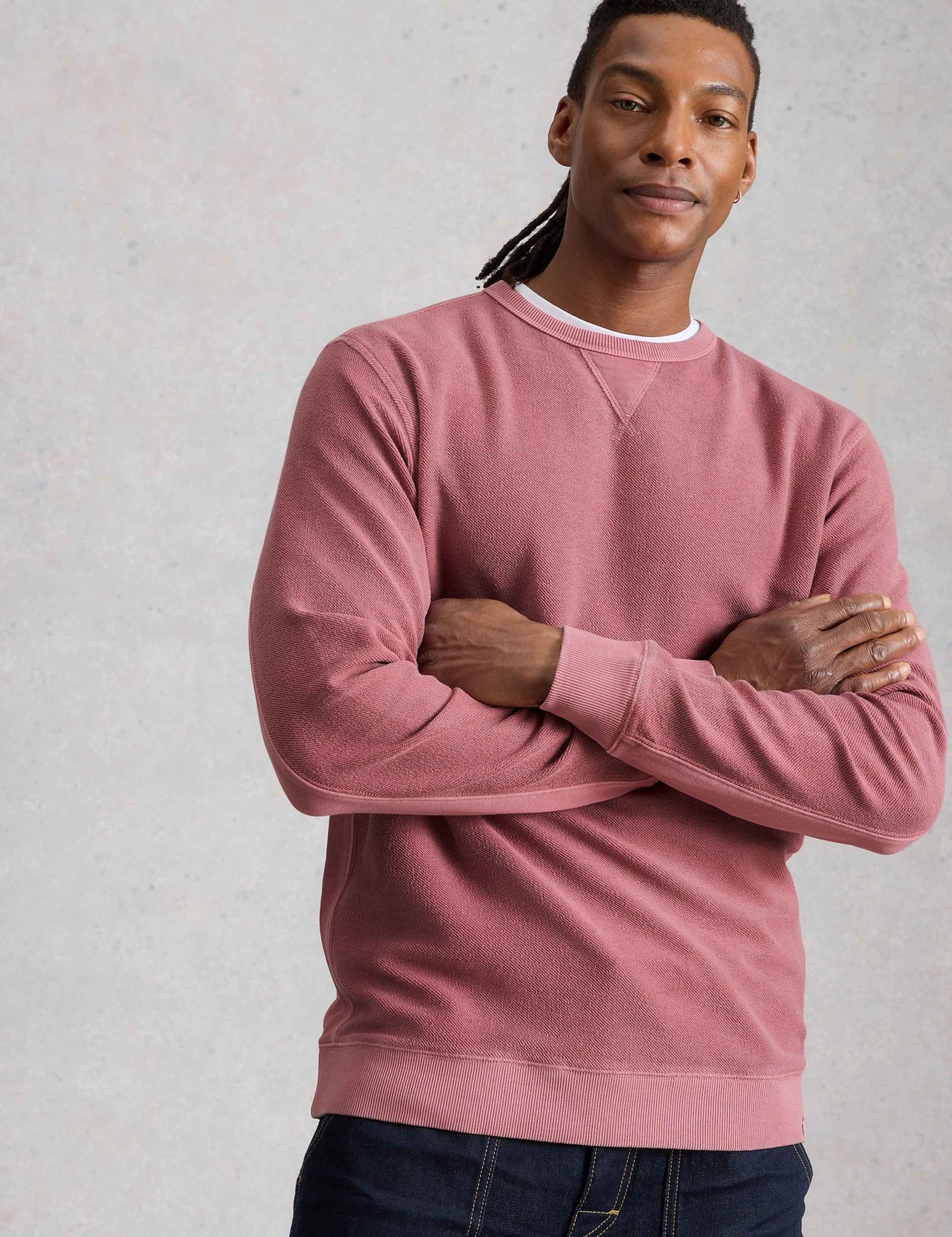 Pure Cotton Textured Crew Neck Sweatshirt 4 of 7