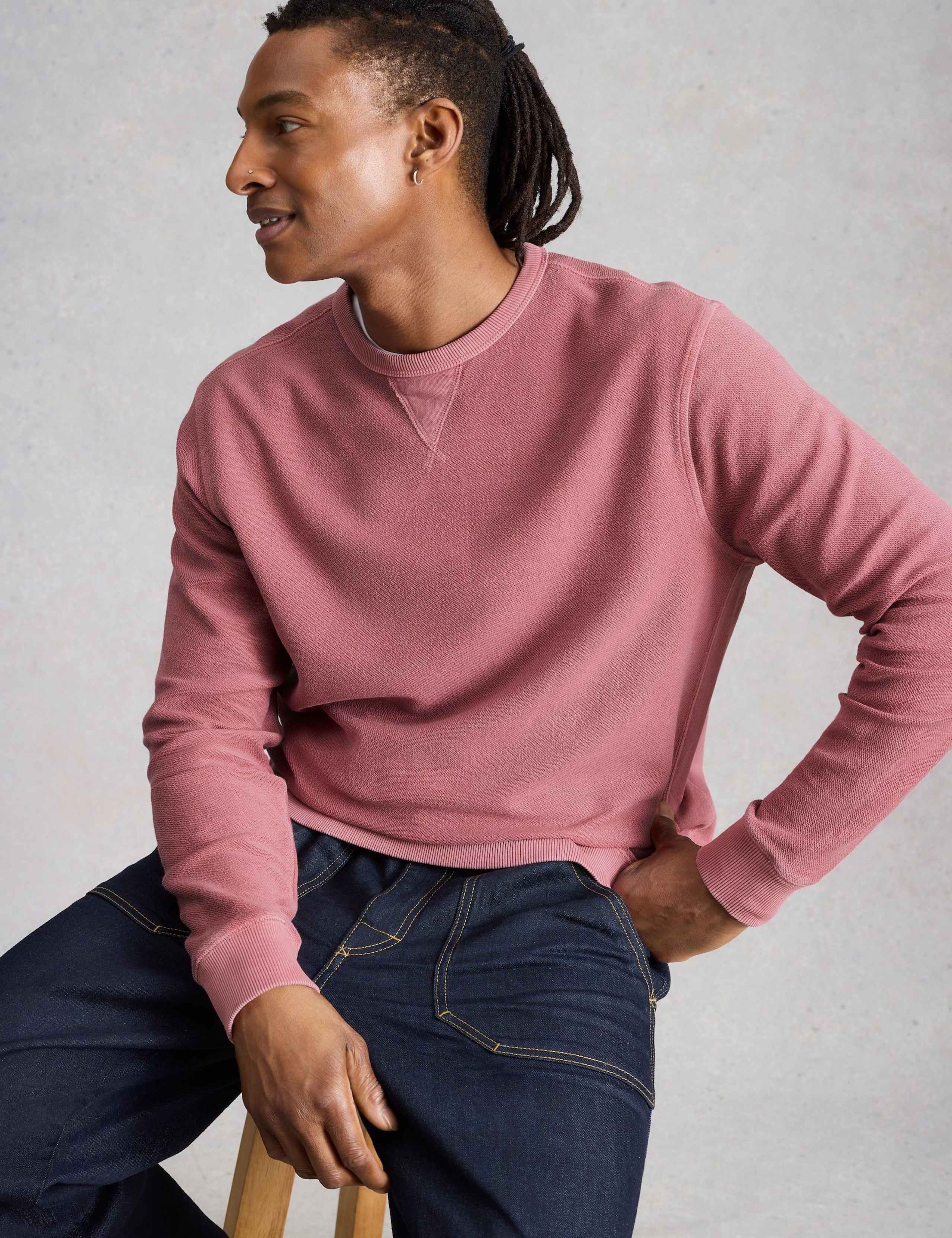 Pure Cotton Textured Crew Neck Sweatshirt 6 of 7