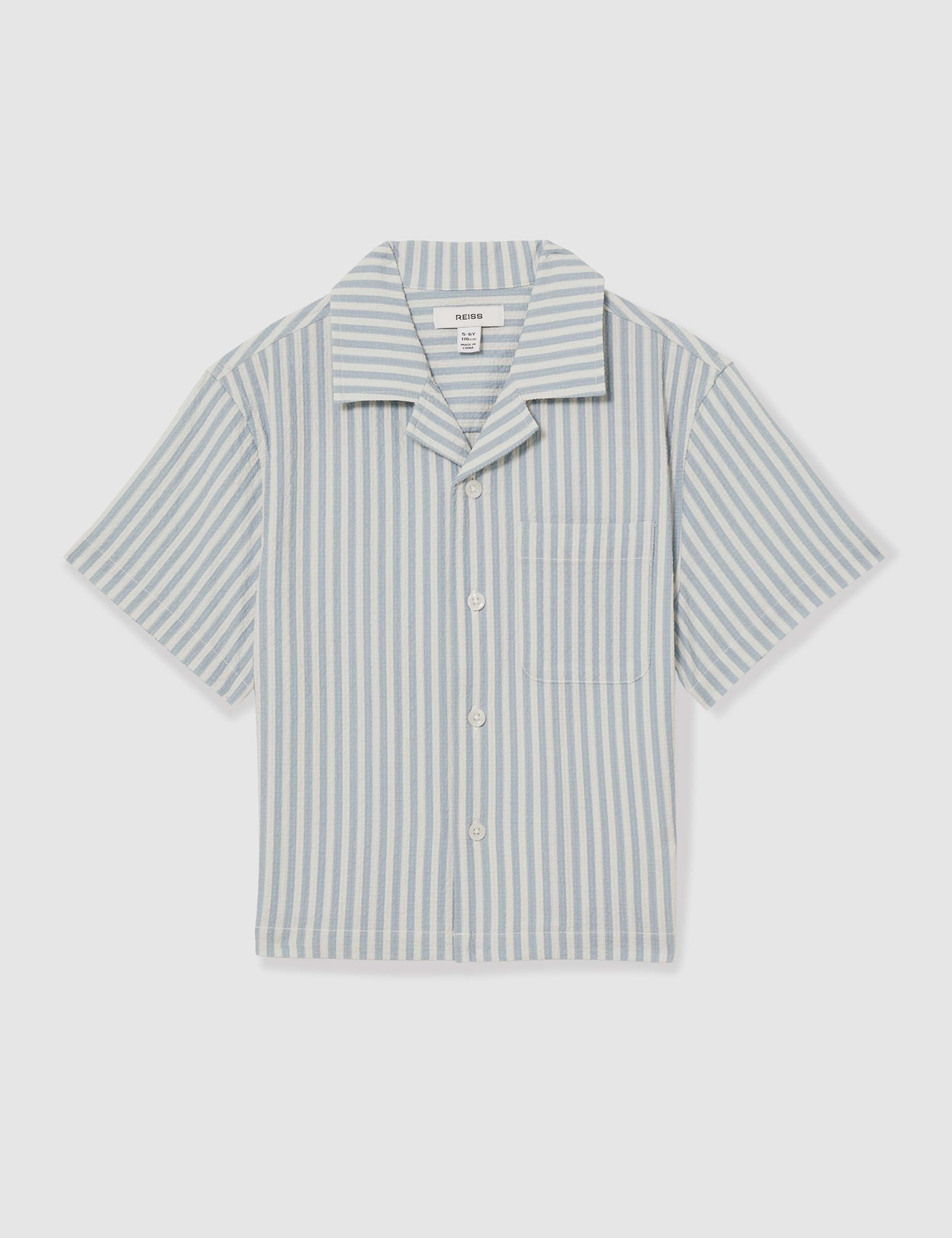 Seersucker Striped Short Sleeve Cuban Shirt (3-14 Yrs) 2 of 4