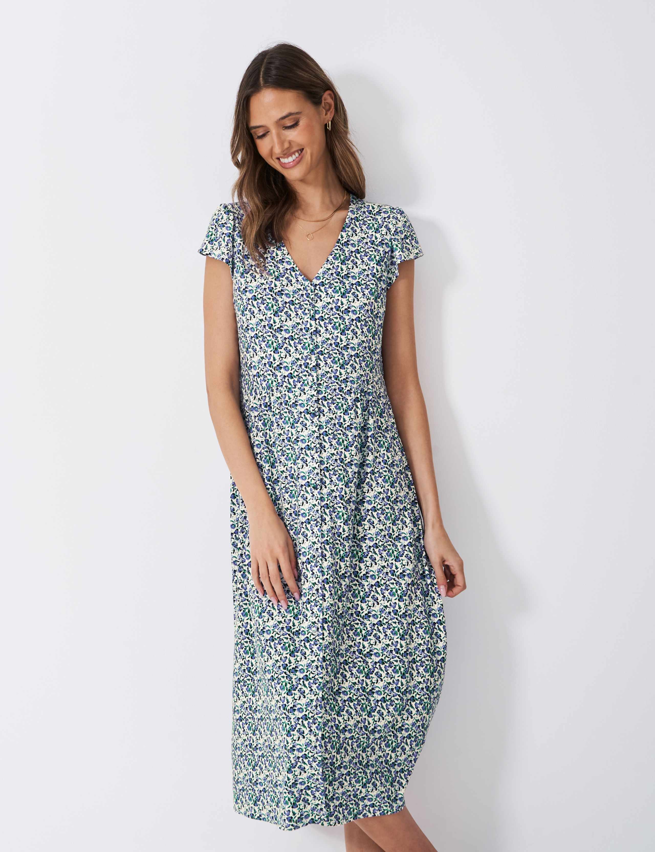 Jersey Floral V-Neck Midaxi Tea Dress 3 of 5