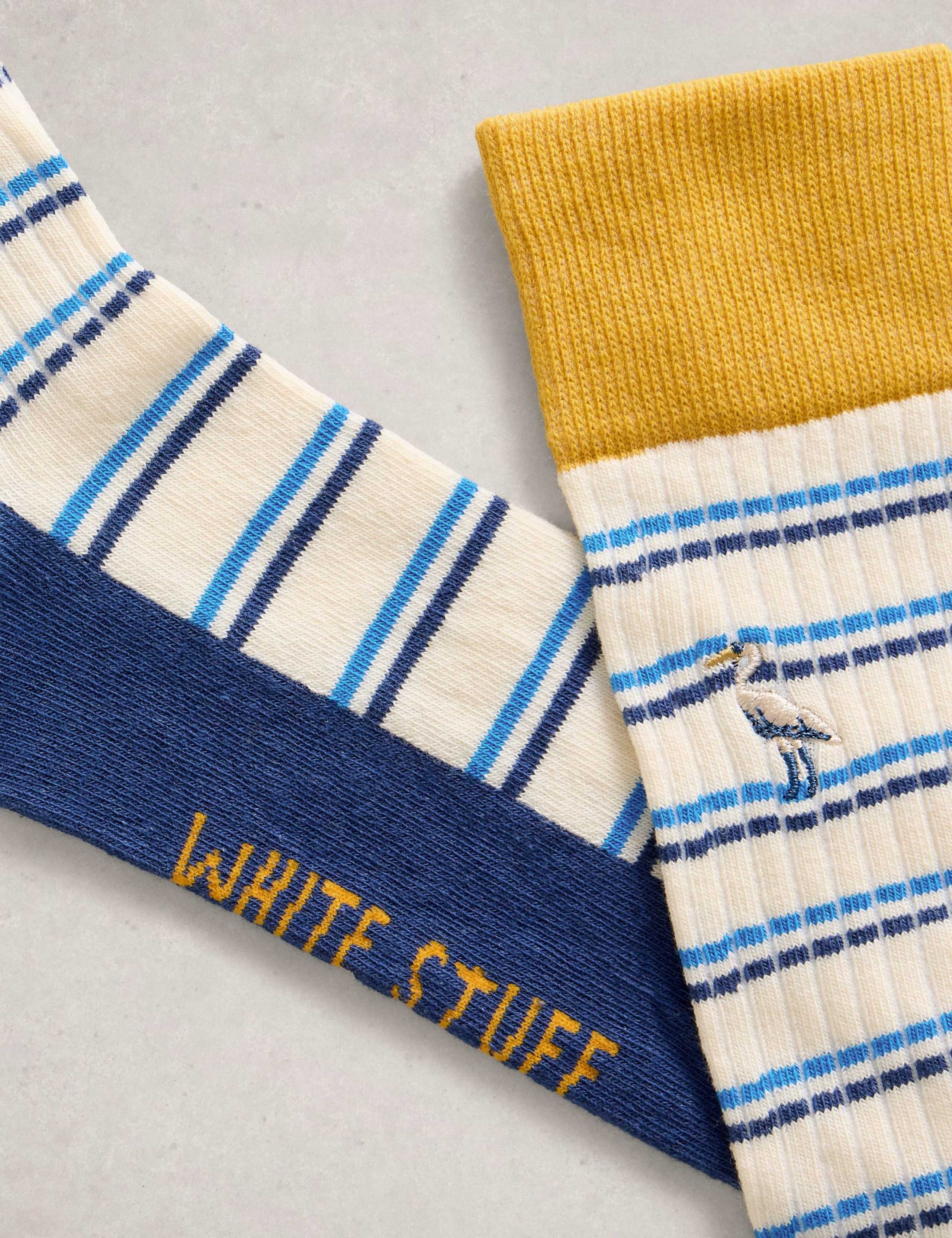 Striped Bird Embroidered Cotton Rich Socks 2 of 2