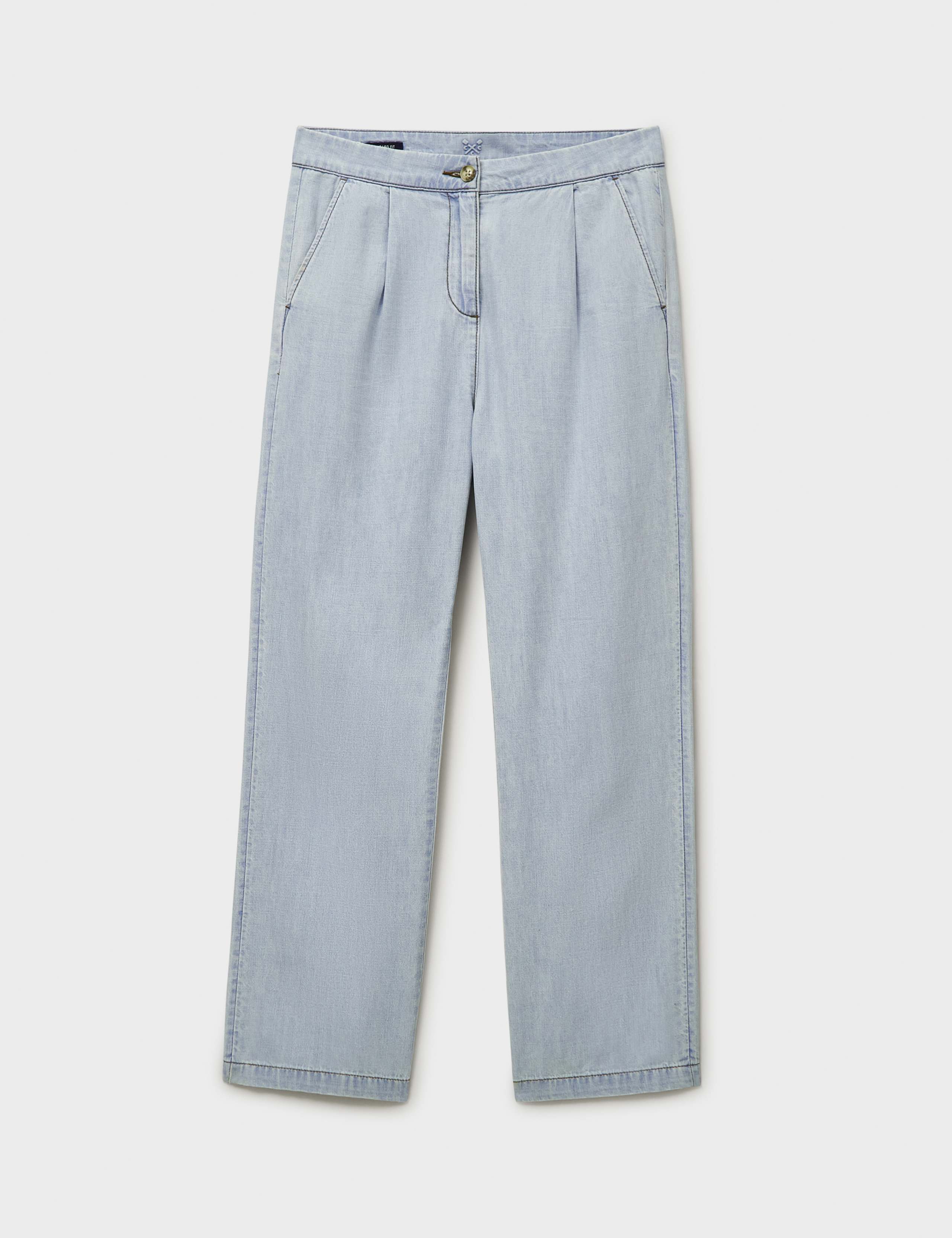 Mid Rise Pleat Front Straight Leg Jeans 2 of 5