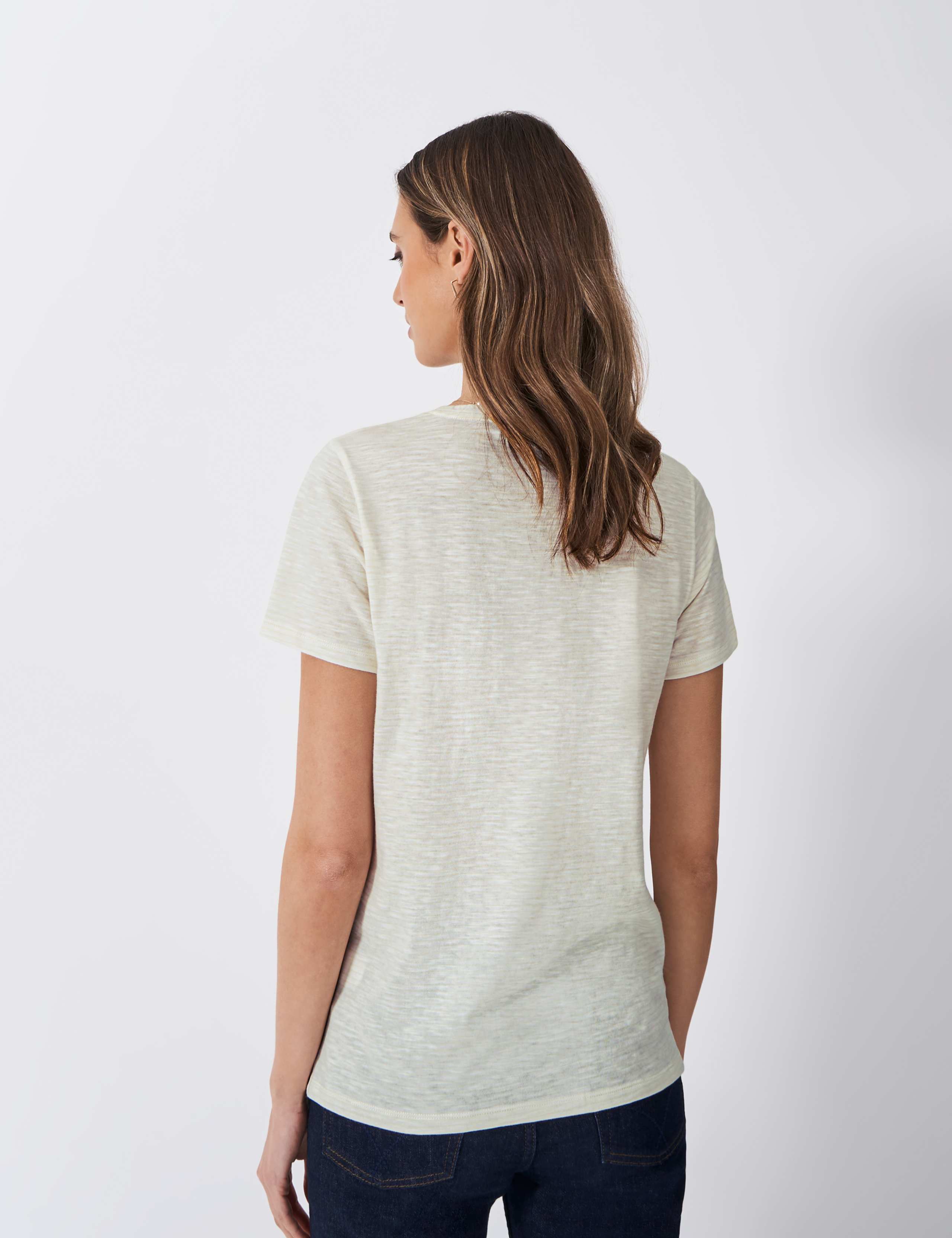 Pure Cotton Striped V-Neck T-Shirt 4 of 5