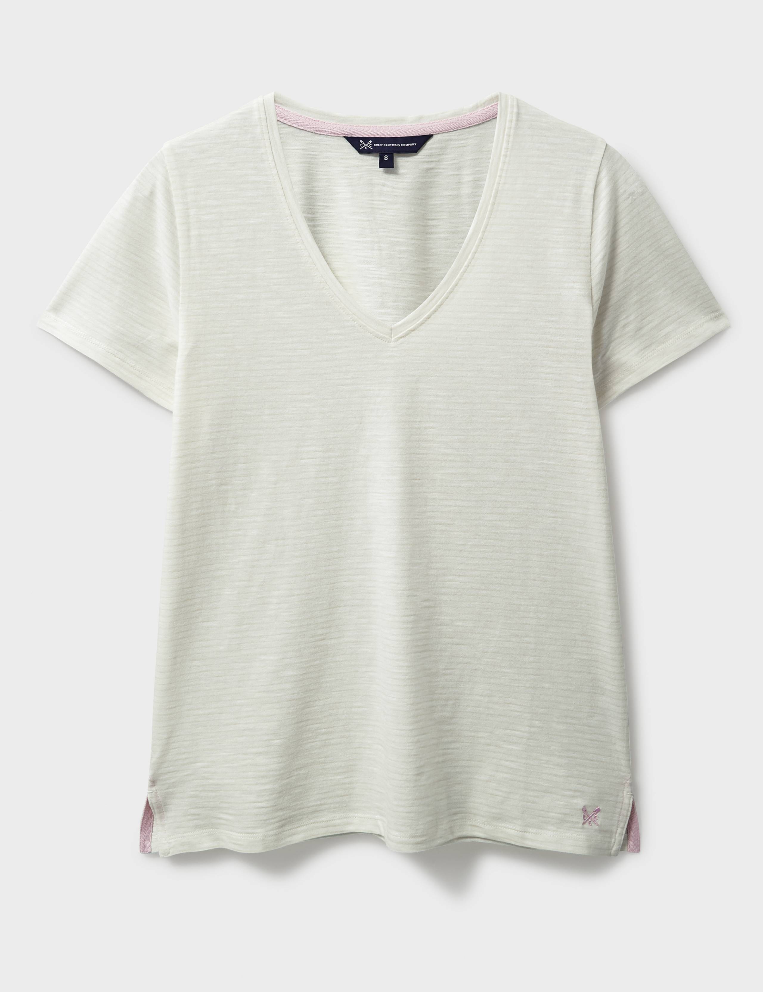 Pure Cotton Striped V-Neck T-Shirt 2 of 5