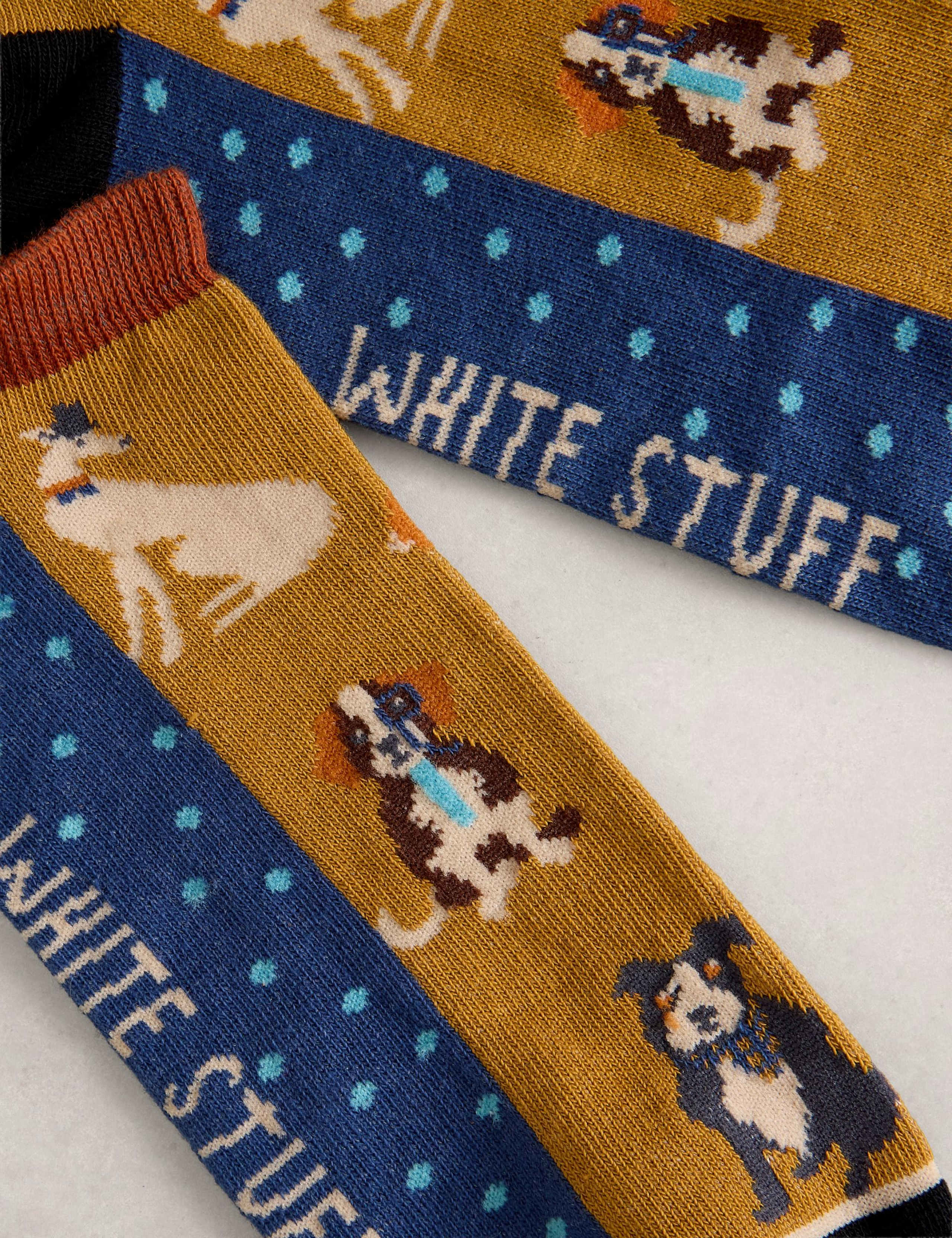 Cotton Rich Dog Pattern Trainer Socks 2 of 2