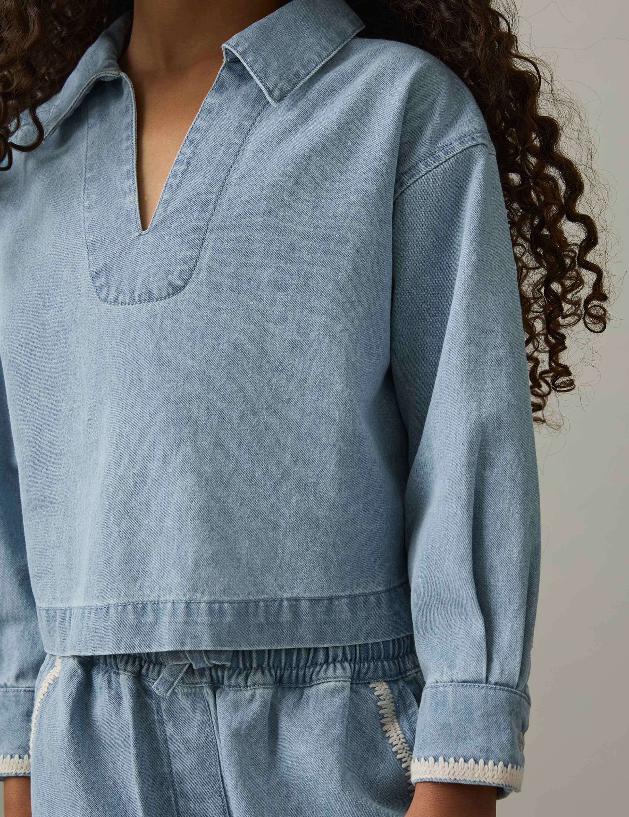 Pure Cotton Chambray Collared Top (4-14 Yrs) 3 of 4