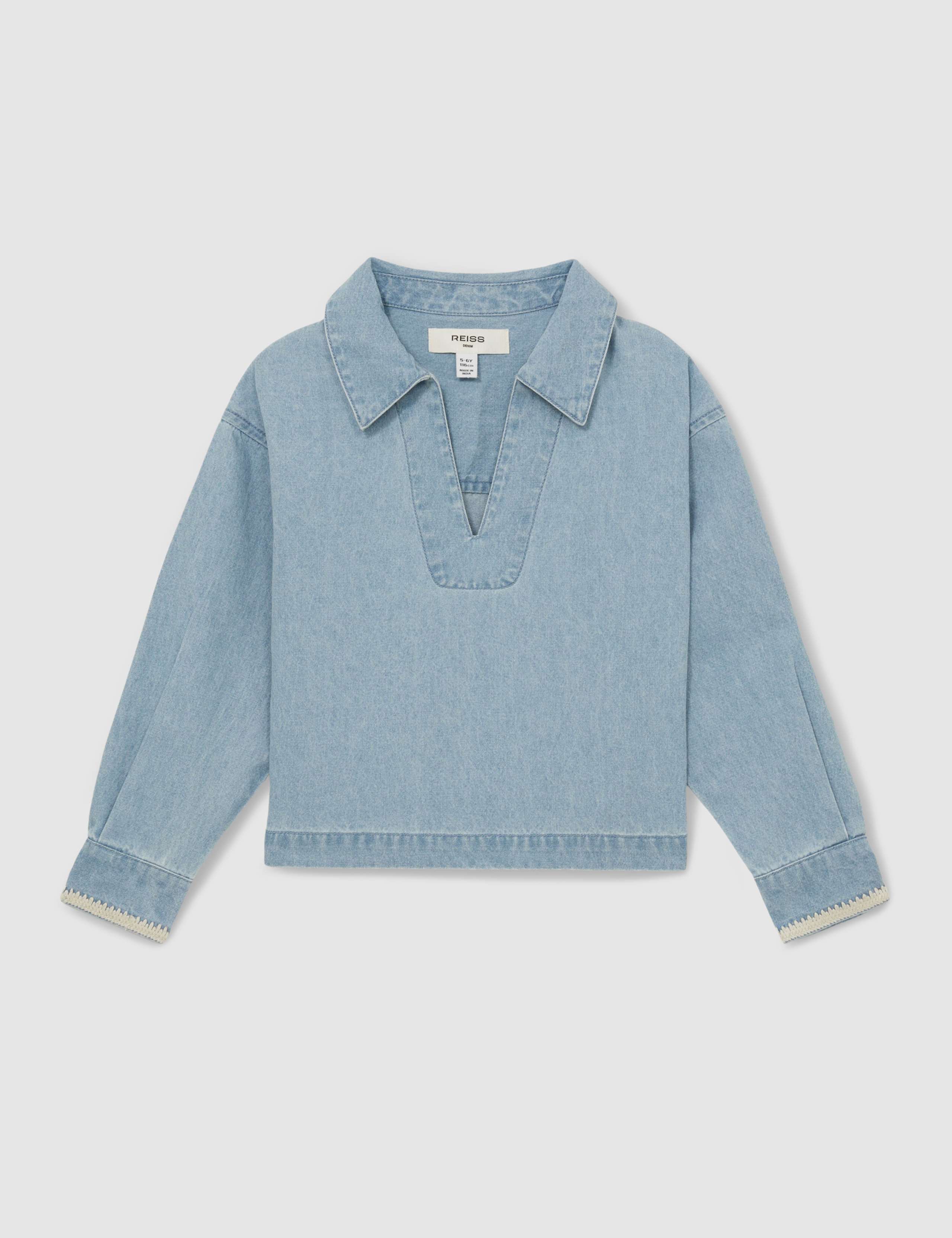 Pure Cotton Chambray Collared Top (4-14 Yrs) 2 of 4