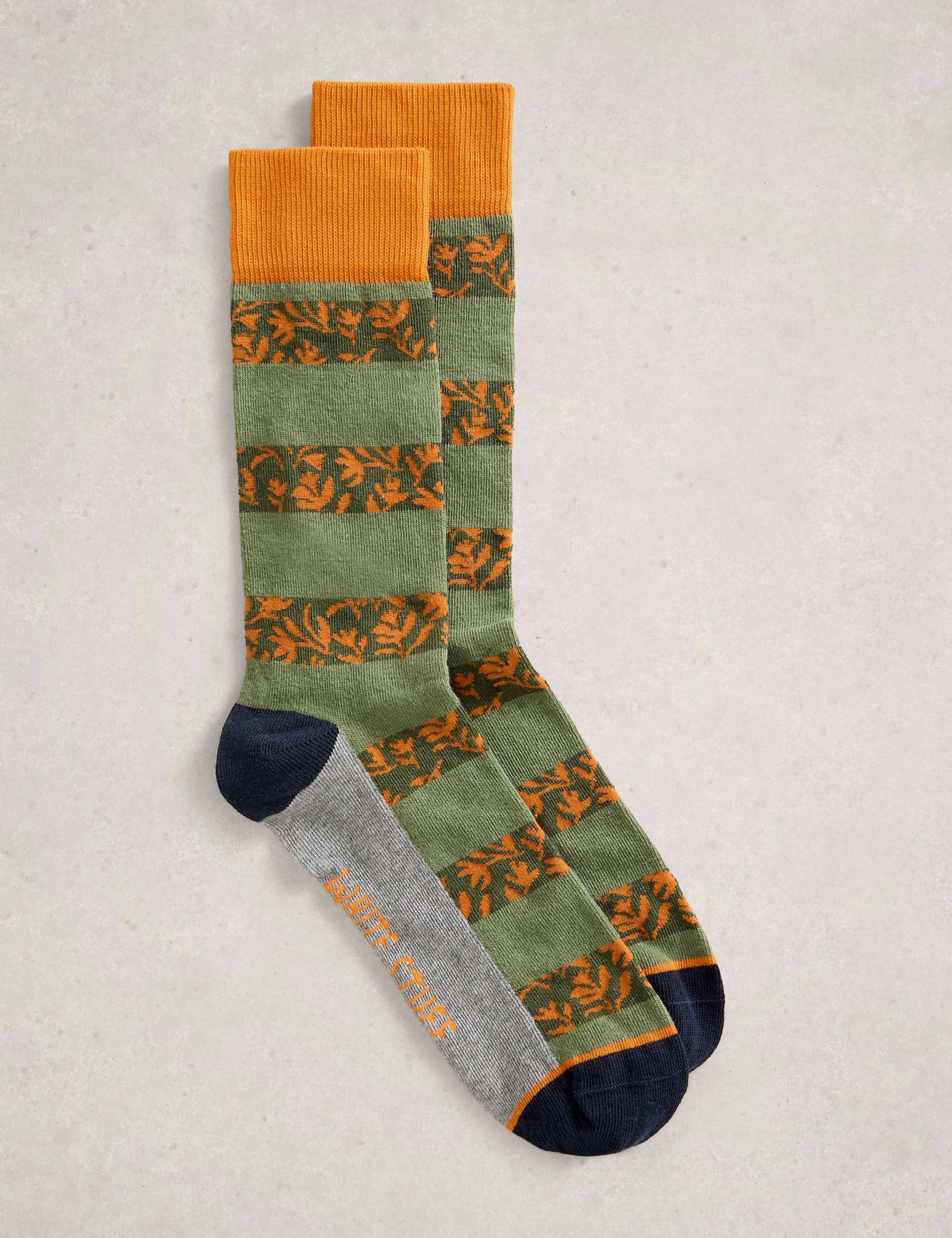 Floral Striped Cotton Rich Socks 1 of 2