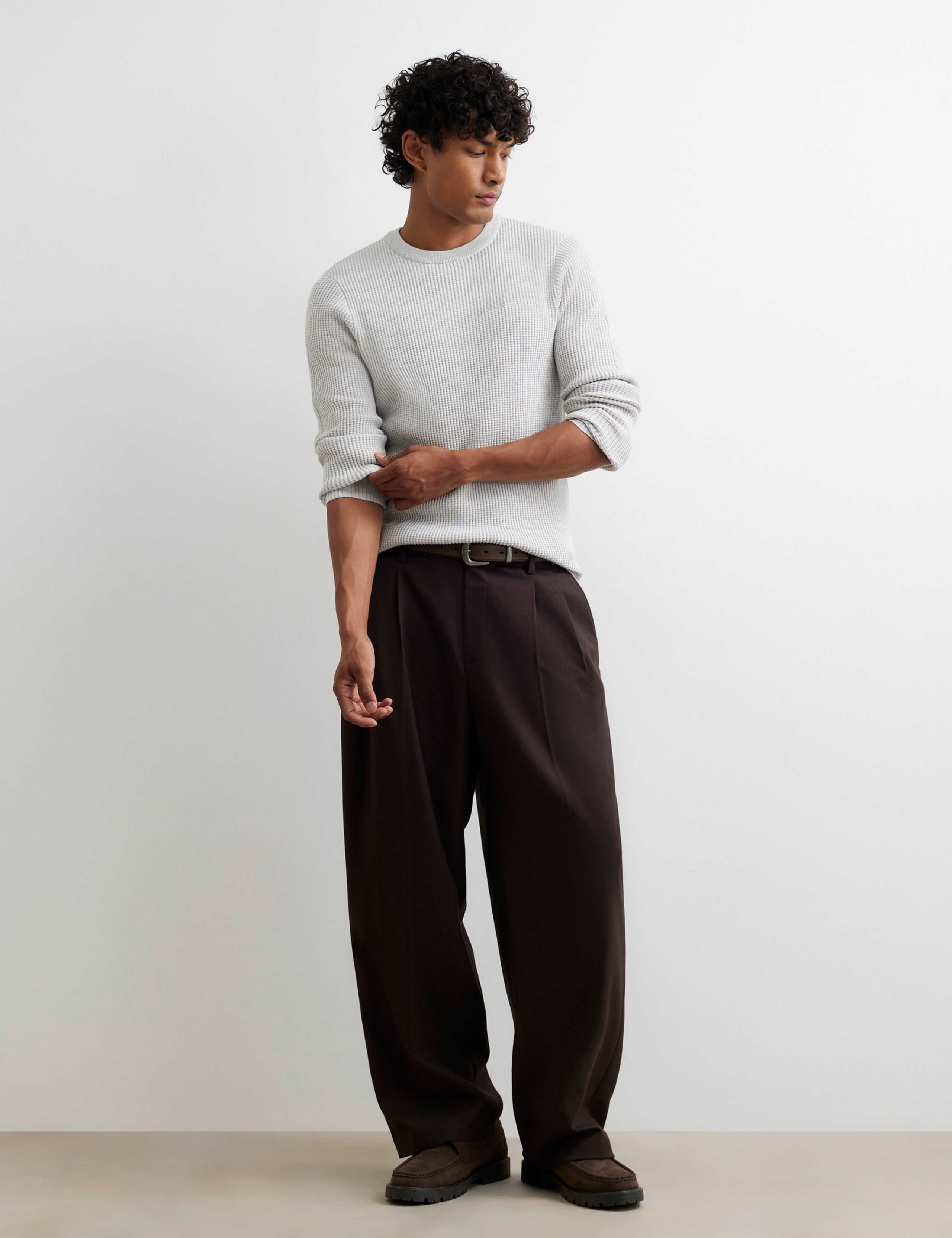 Pure Cotton Waffle Crew Neck Jumper 2 of 6