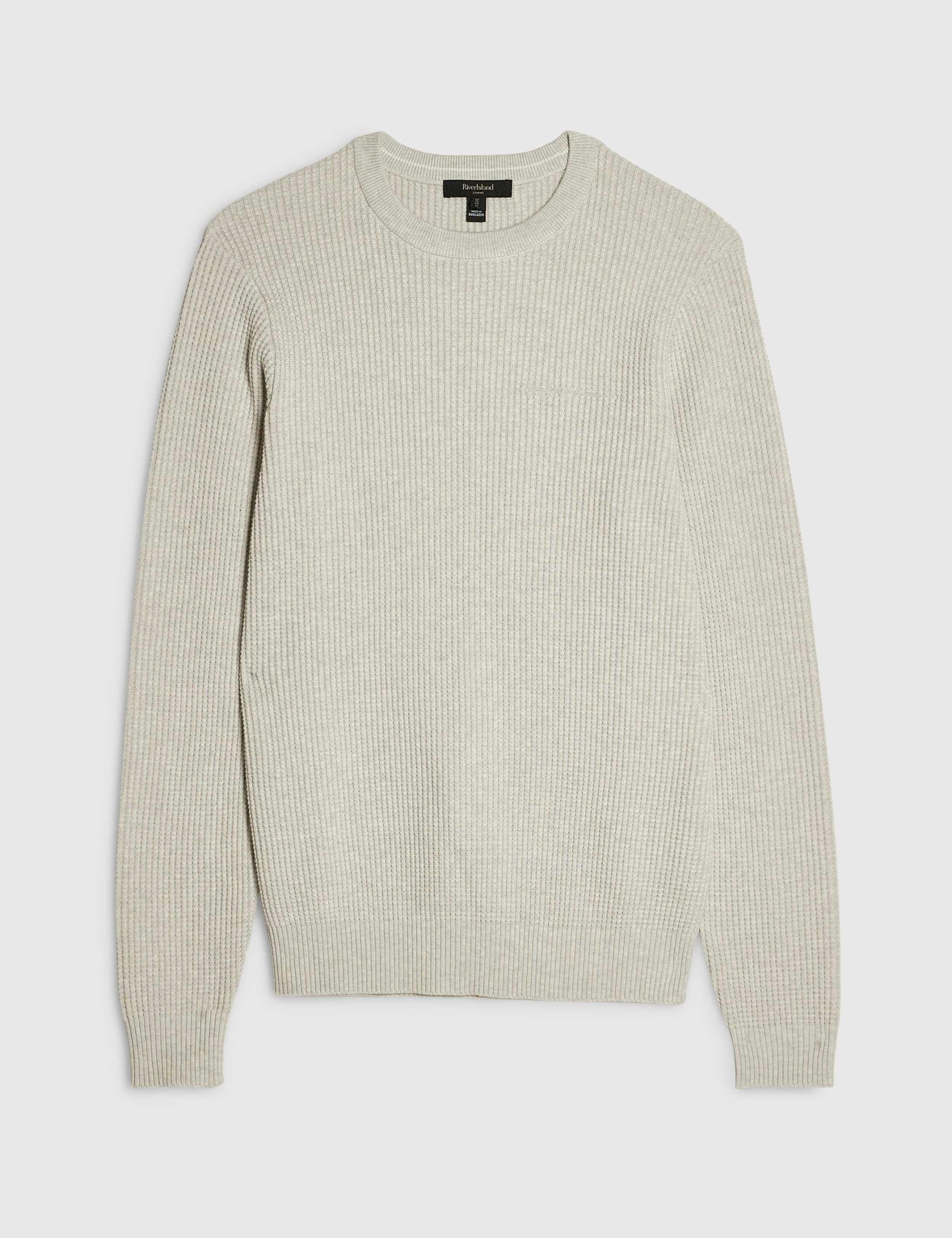 Pure Cotton Waffle Crew Neck Jumper 6 of 6
