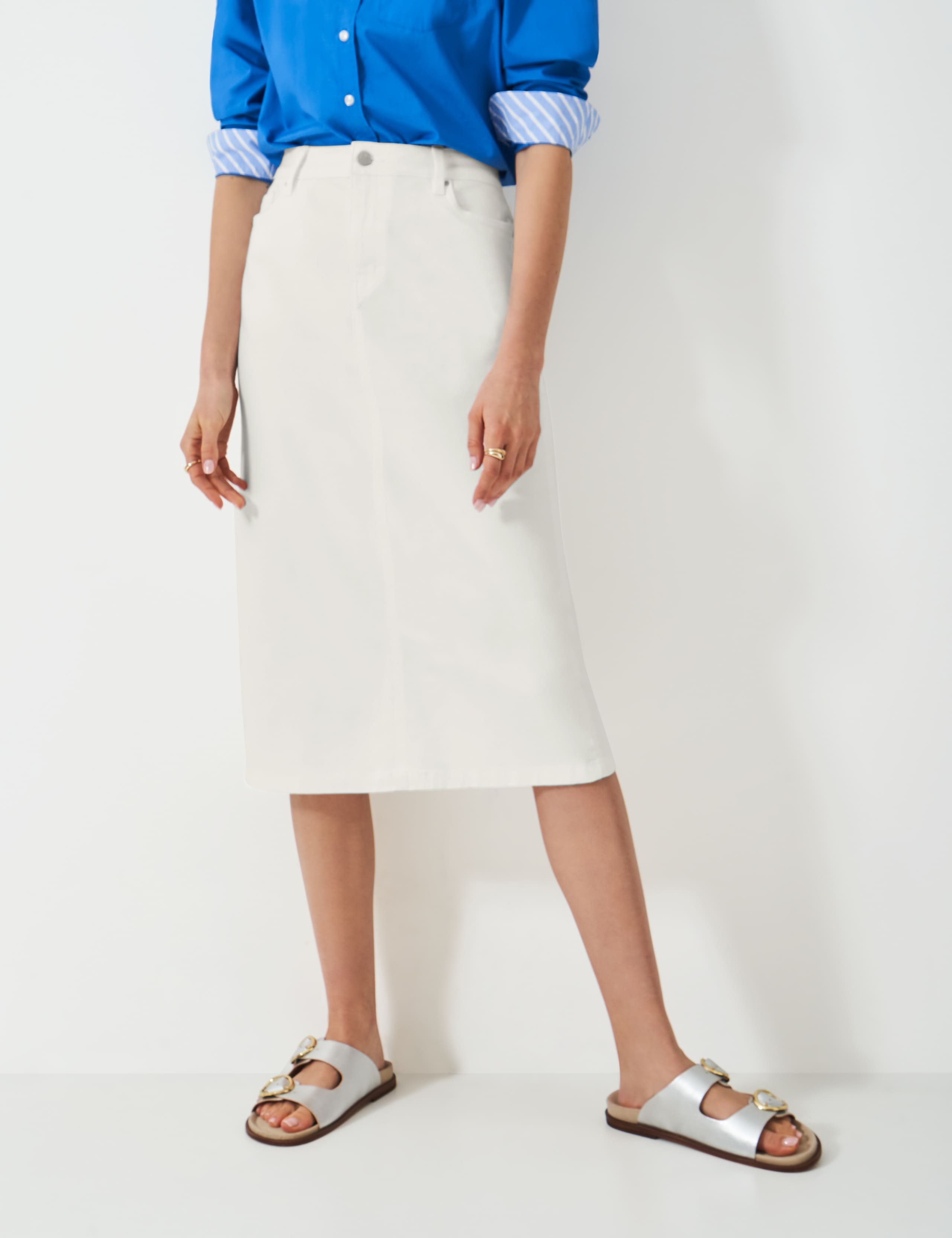 Denim Midi A-Line Skirt 3 of 5