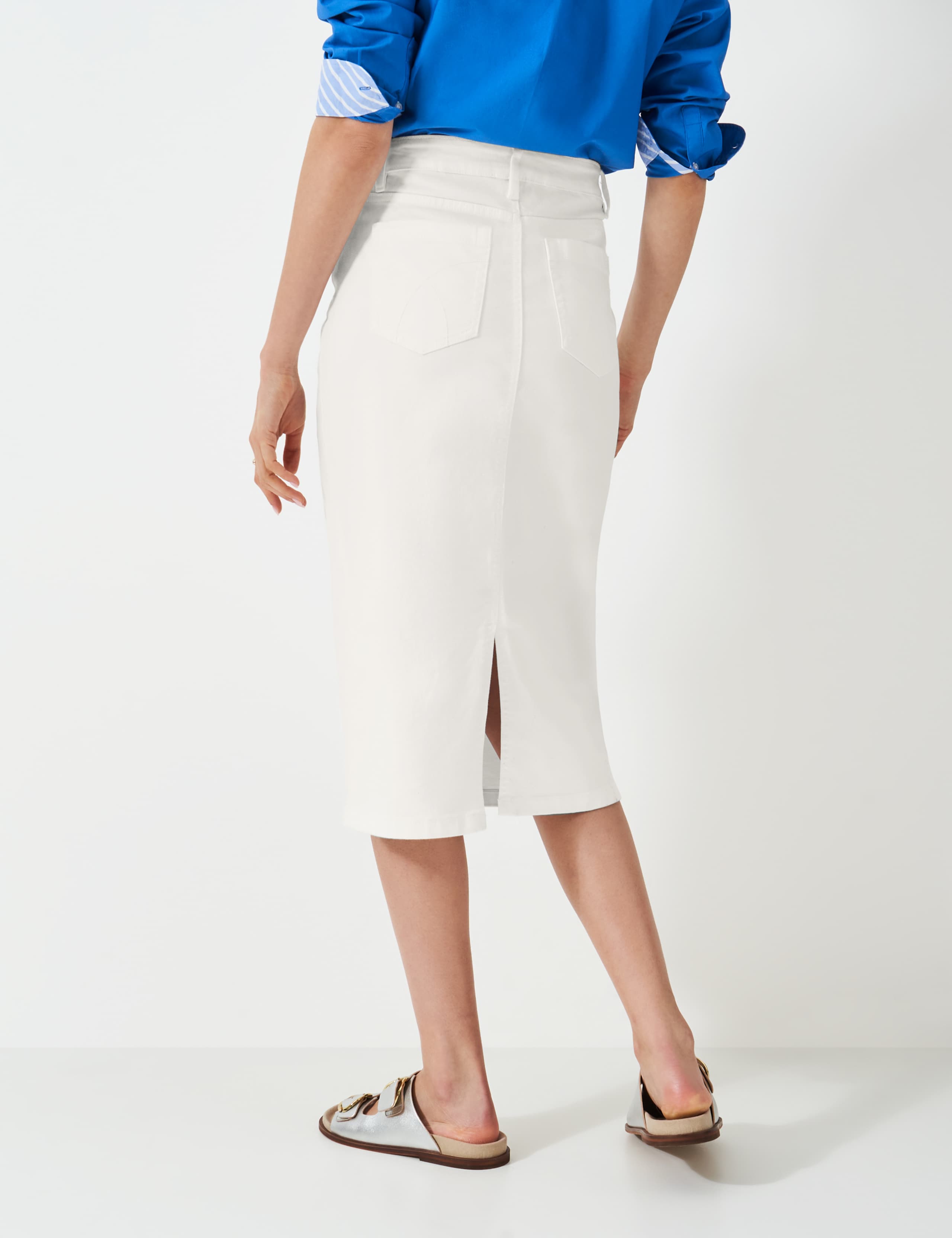 Denim Midi A-Line Skirt 4 of 5