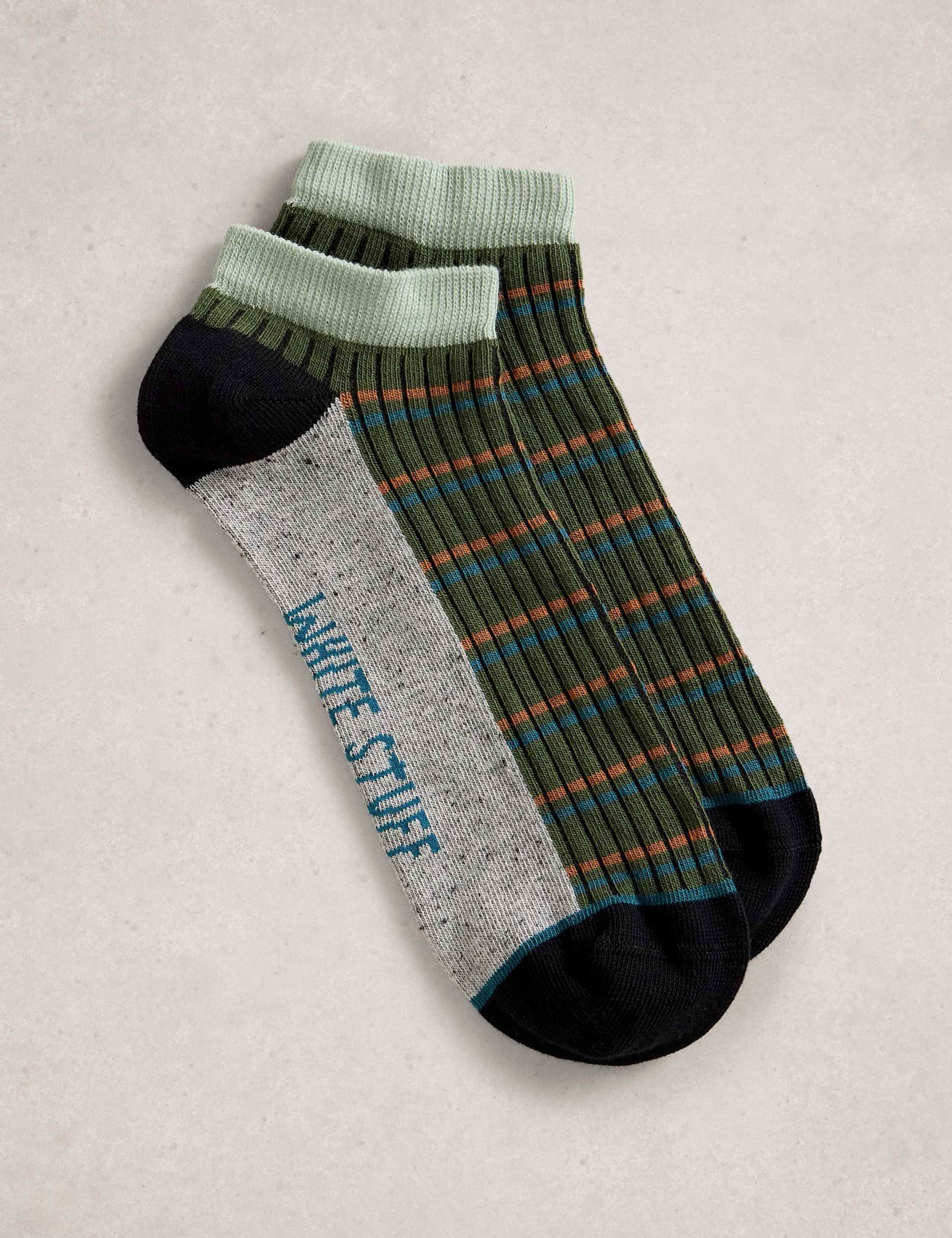 Striped Cotton Rich Trainer Socks 1 of 2