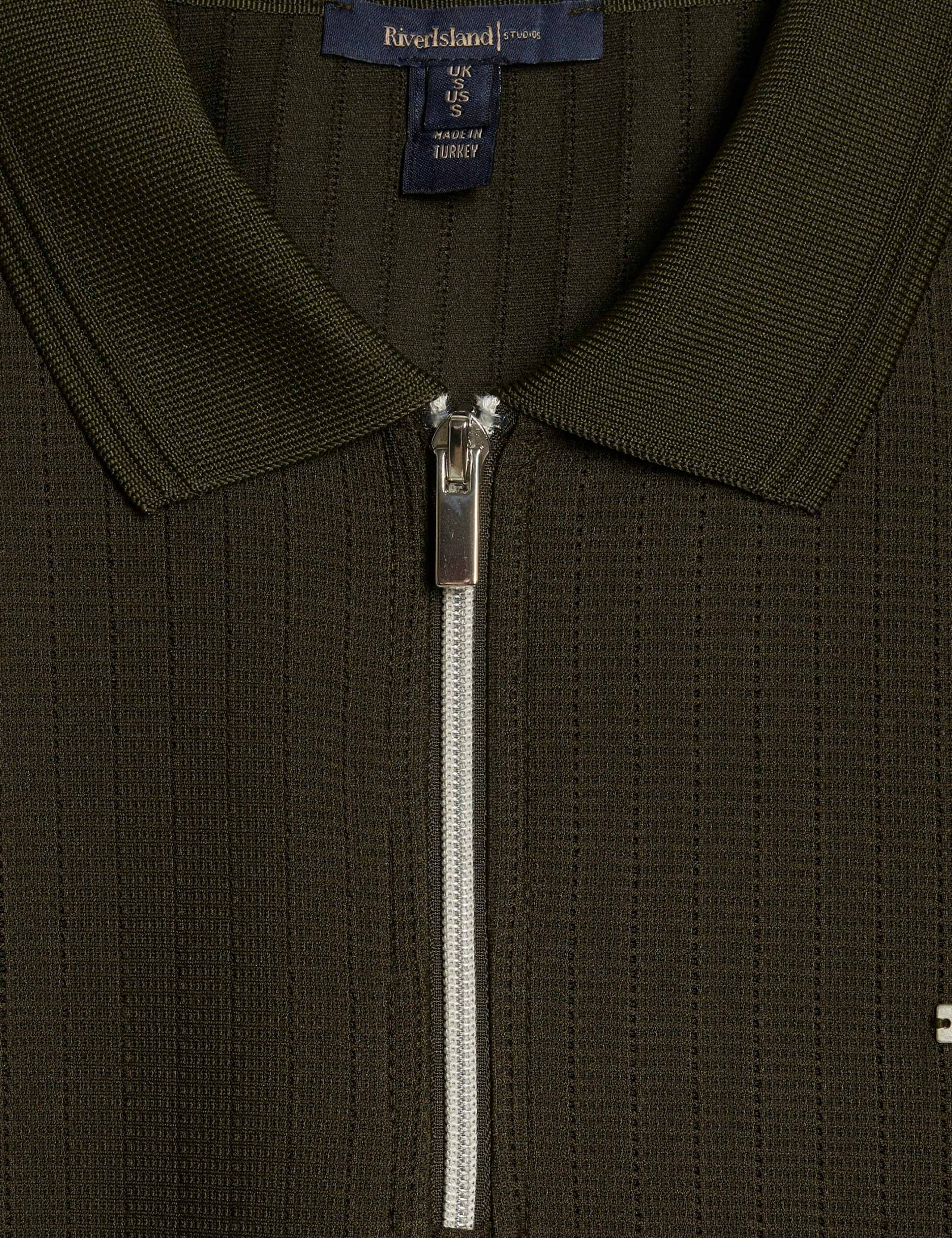 Textured Zip Up Short Sleeve Polo Shirt 5 of 6