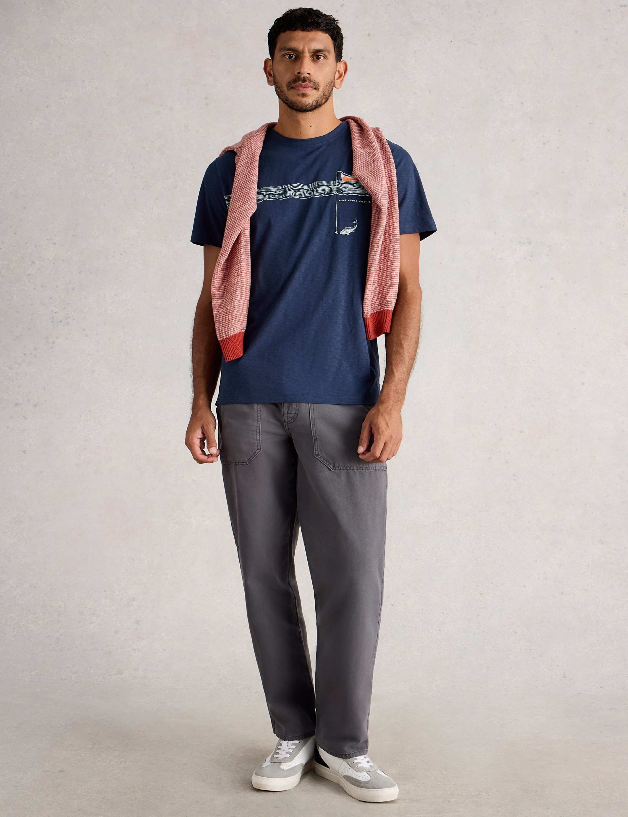 Pure Cotton Fishing Graphic T-Shirt 1 of 6