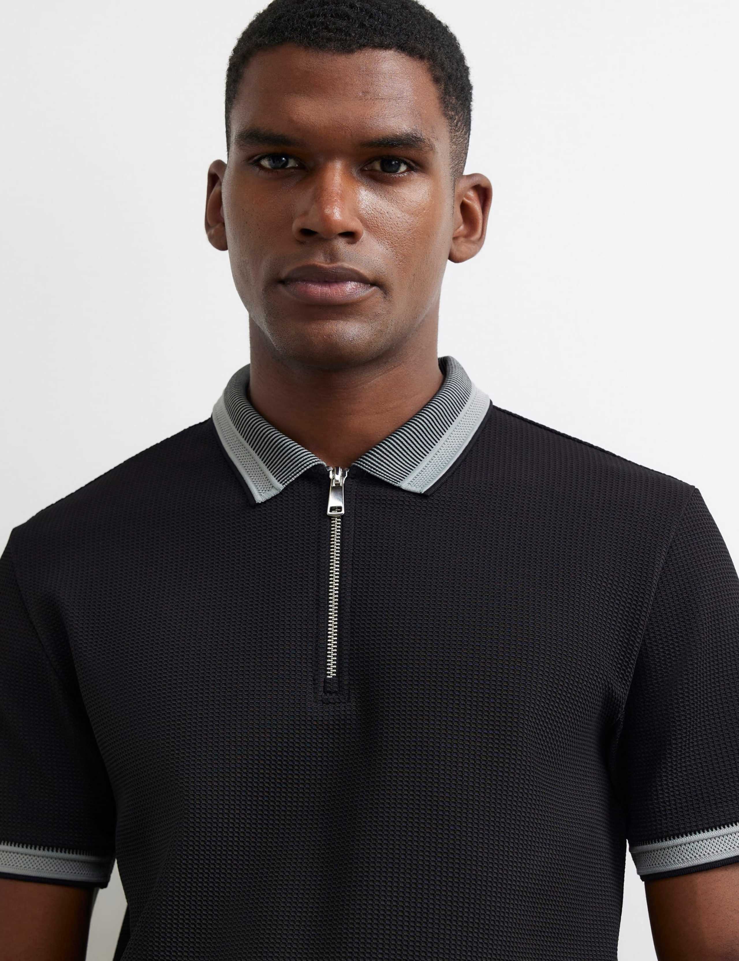 Slim Fit Waffle Zip Polo Shirt 3 of 6