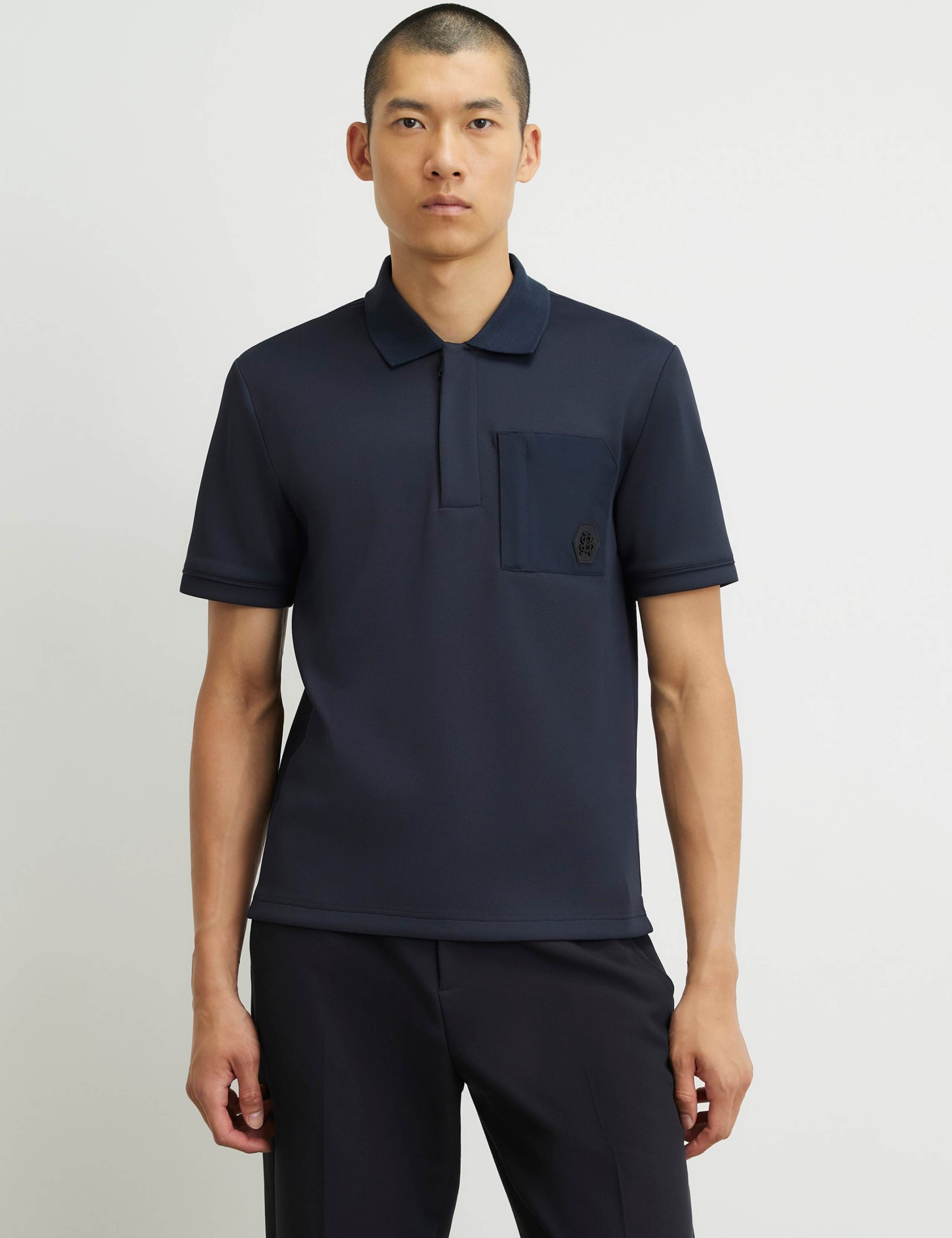 Slim Fit Printed Zip Up Short Sleeve Polo Shirt 1 of 6