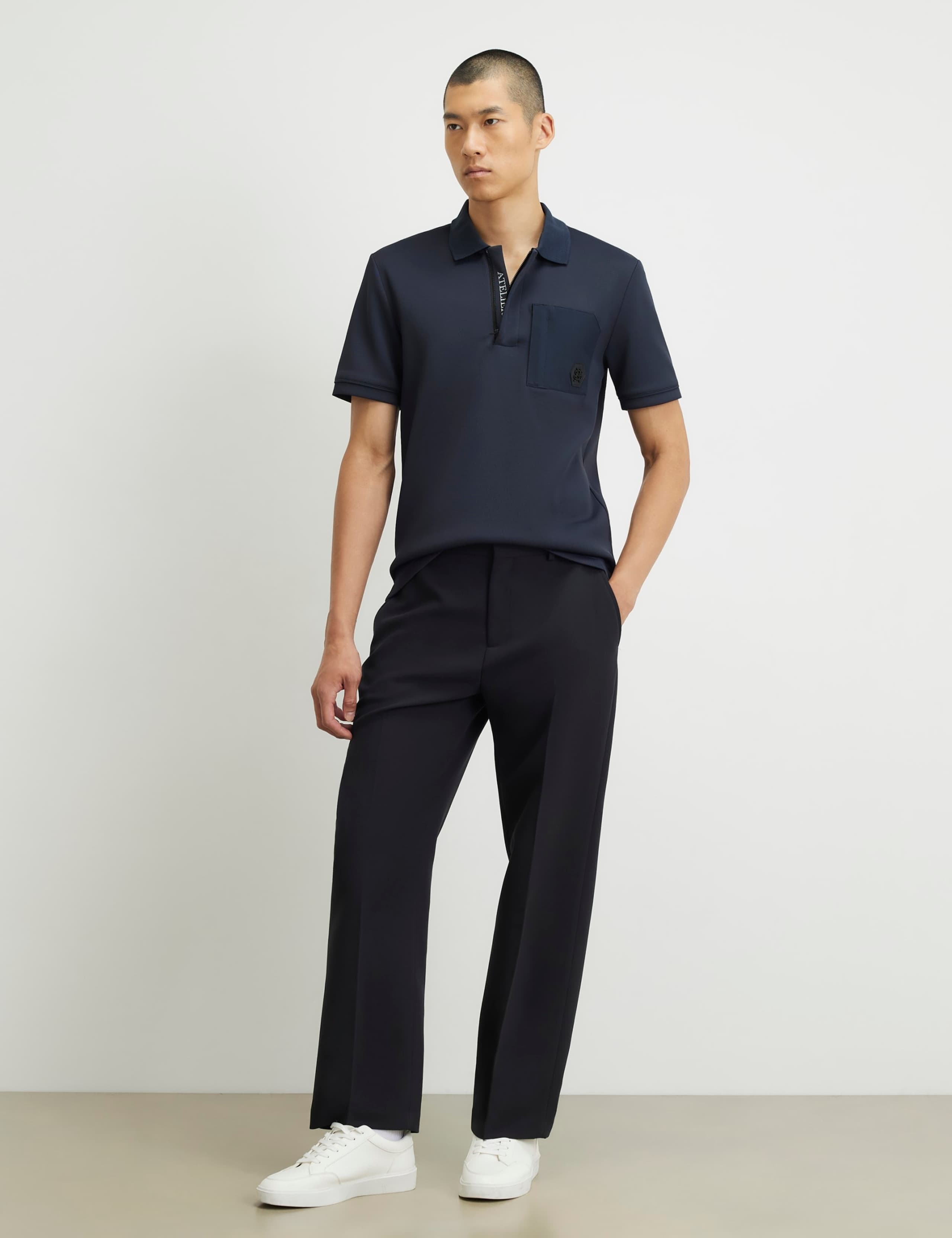 Slim Fit Printed Zip Up Short Sleeve Polo Shirt 2 of 6