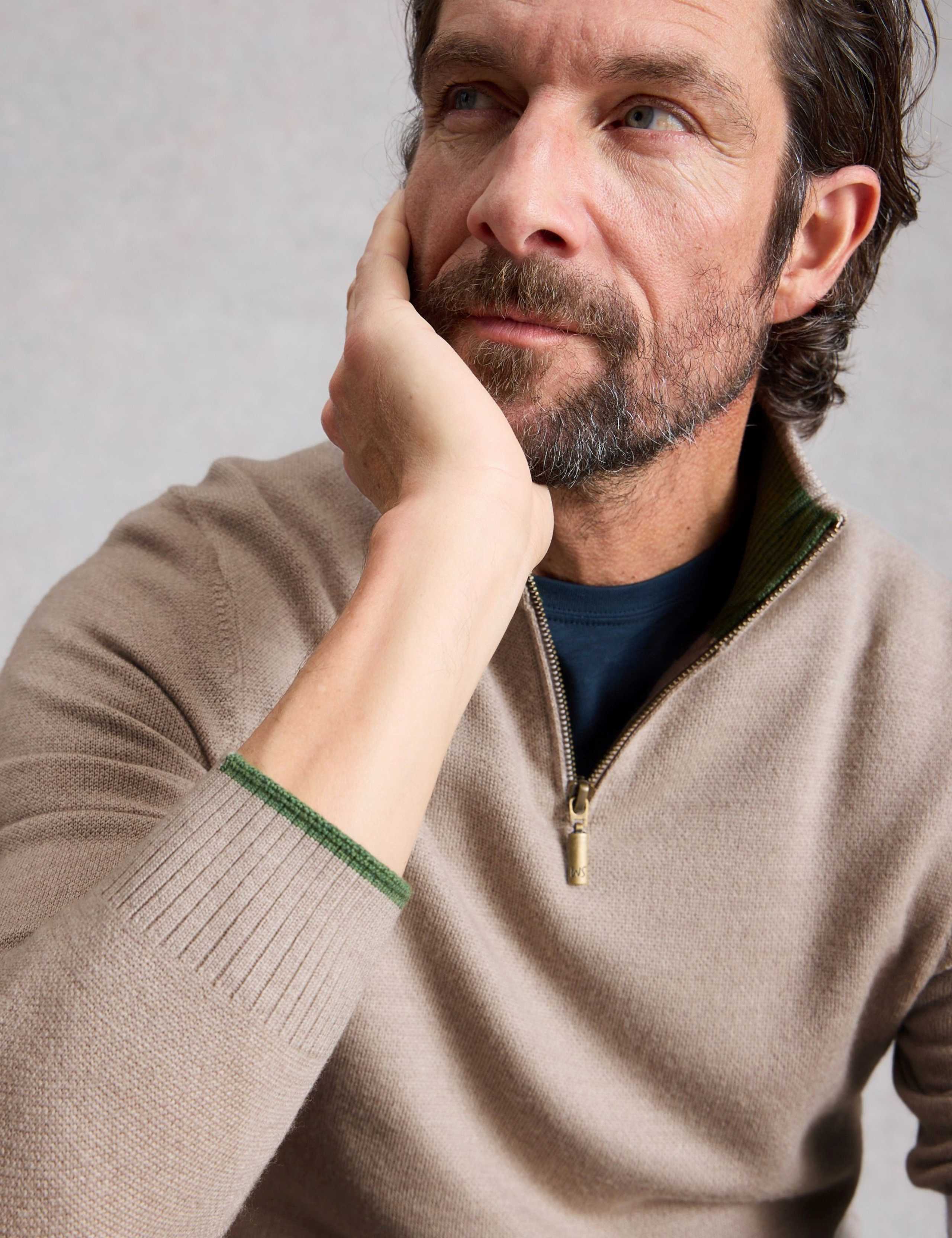 Pure Merino Wool Funnel Neck Half Zip Jumper 5 of 6