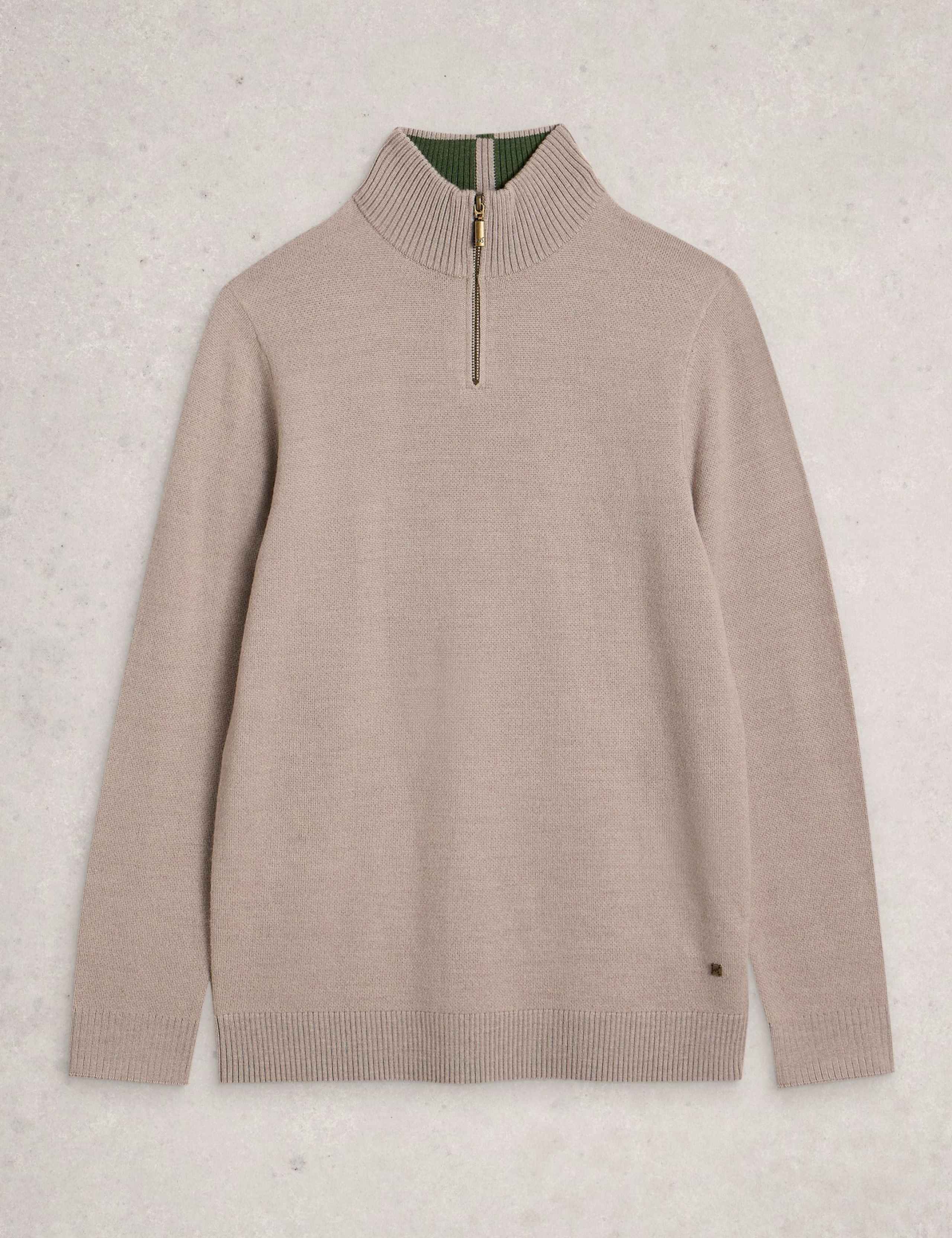 Pure Merino Wool Funnel Neck Half Zip Jumper 2 of 6