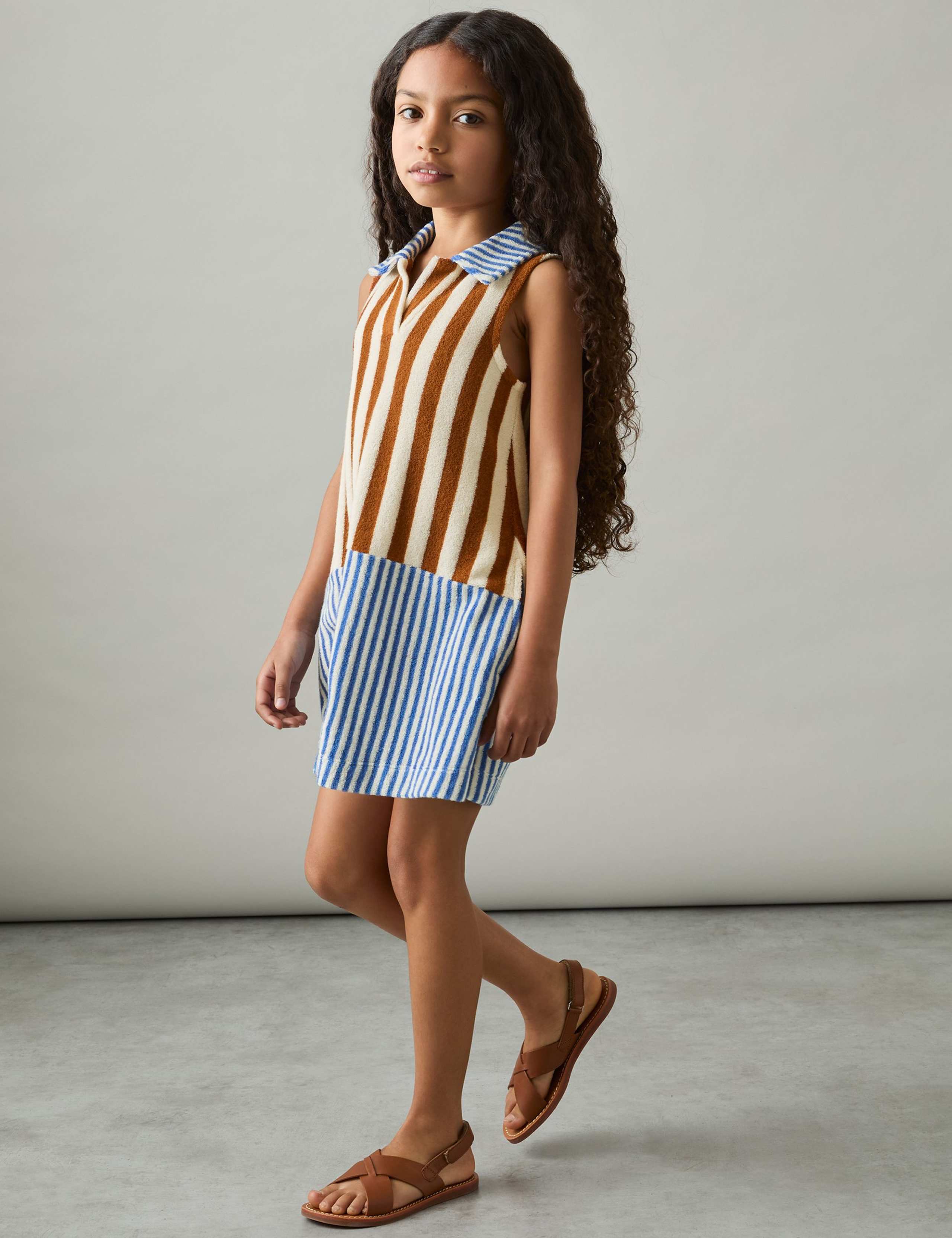 Cotton Blend Towelling Striped Dress (4-14 Yrs) 3 of 4