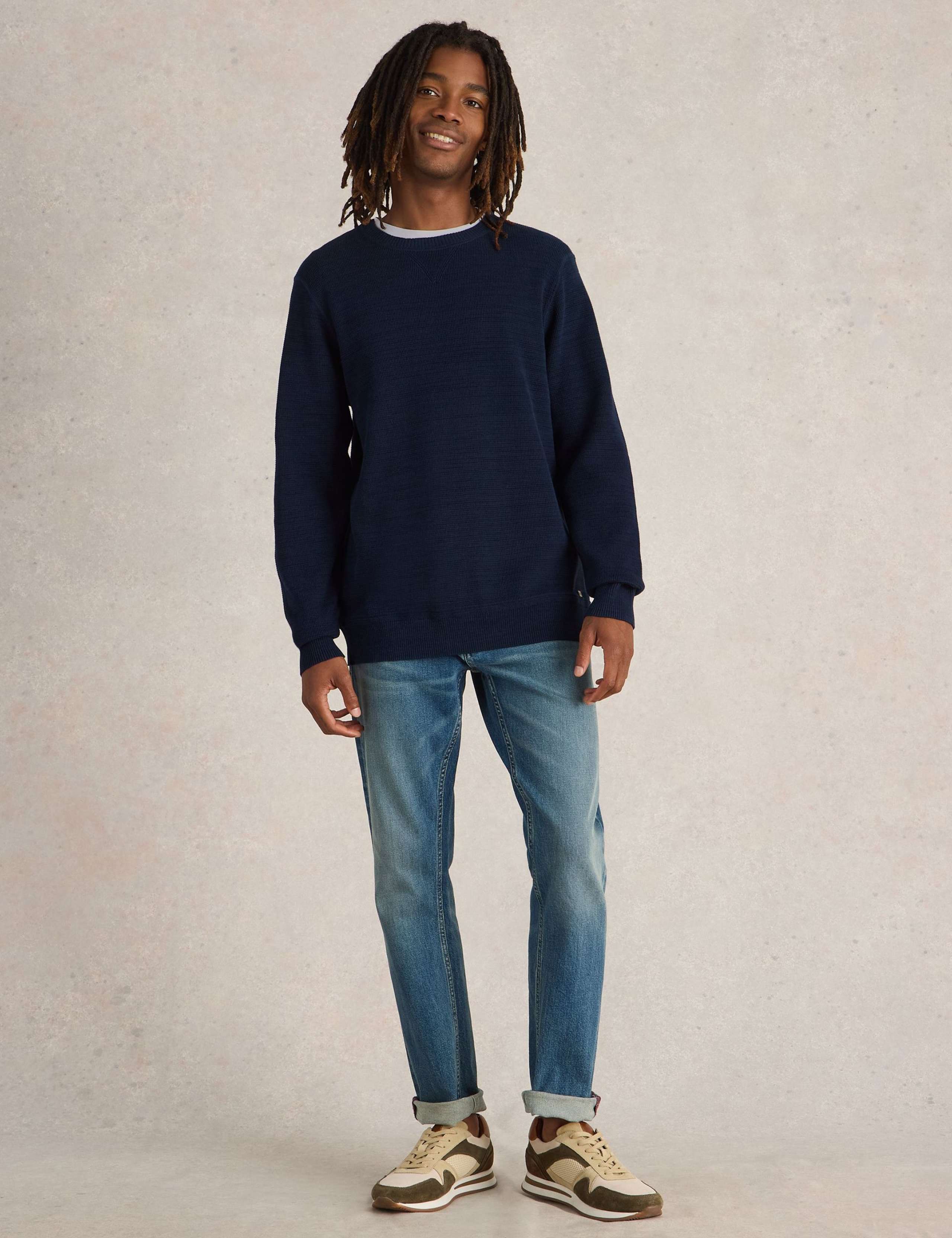Pure Cotton Textured Crew Neck Jumper 6 of 6