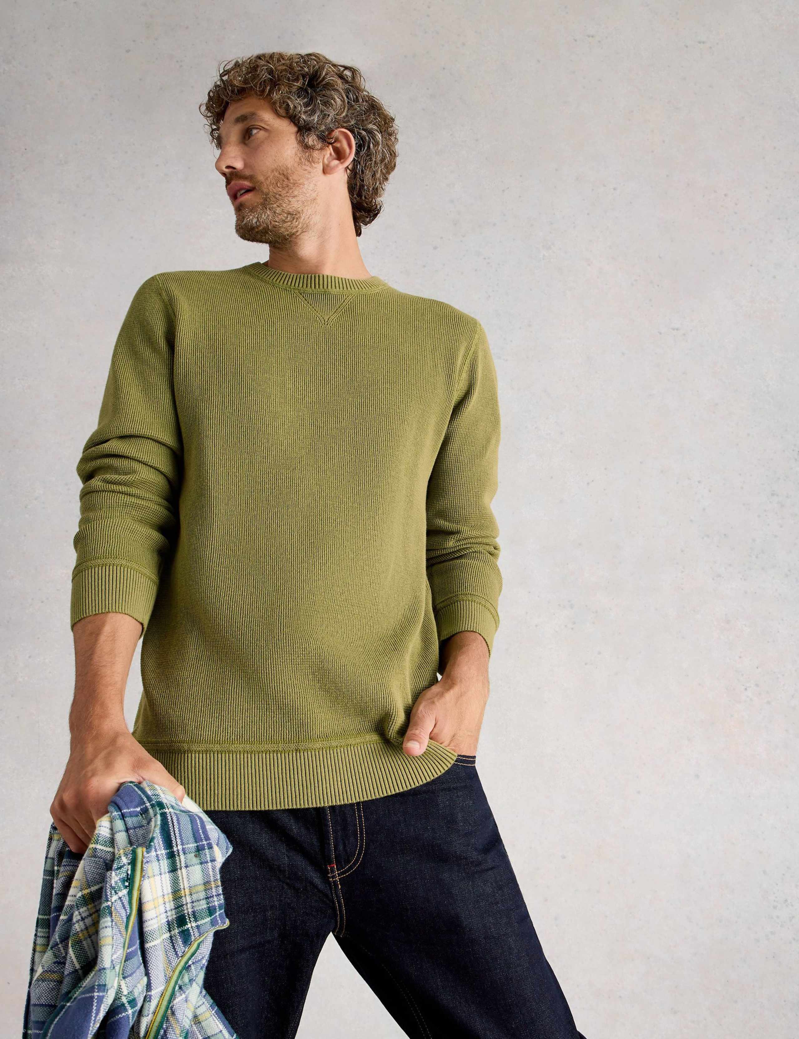 Pure Cotton Textured Crew Neck Jumper 6 of 6