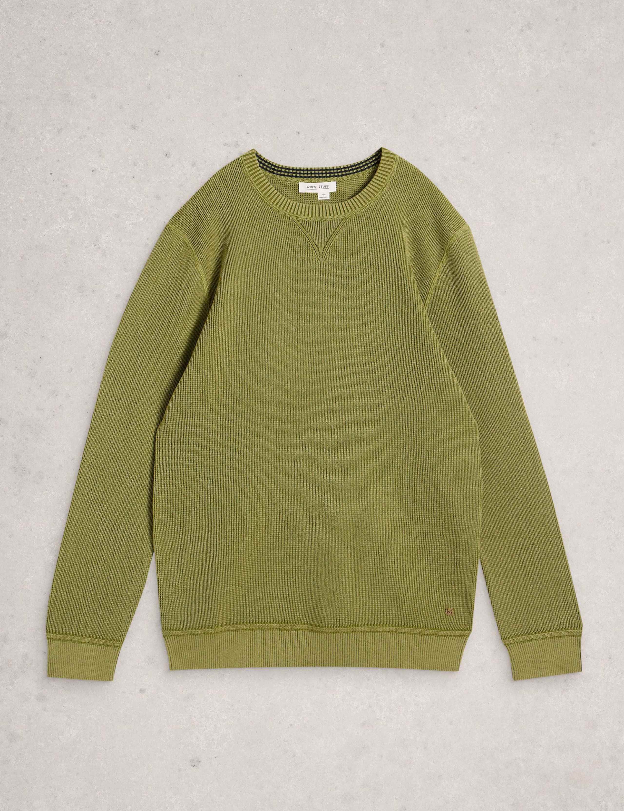 Pure Cotton Textured Crew Neck Jumper 2 of 6
