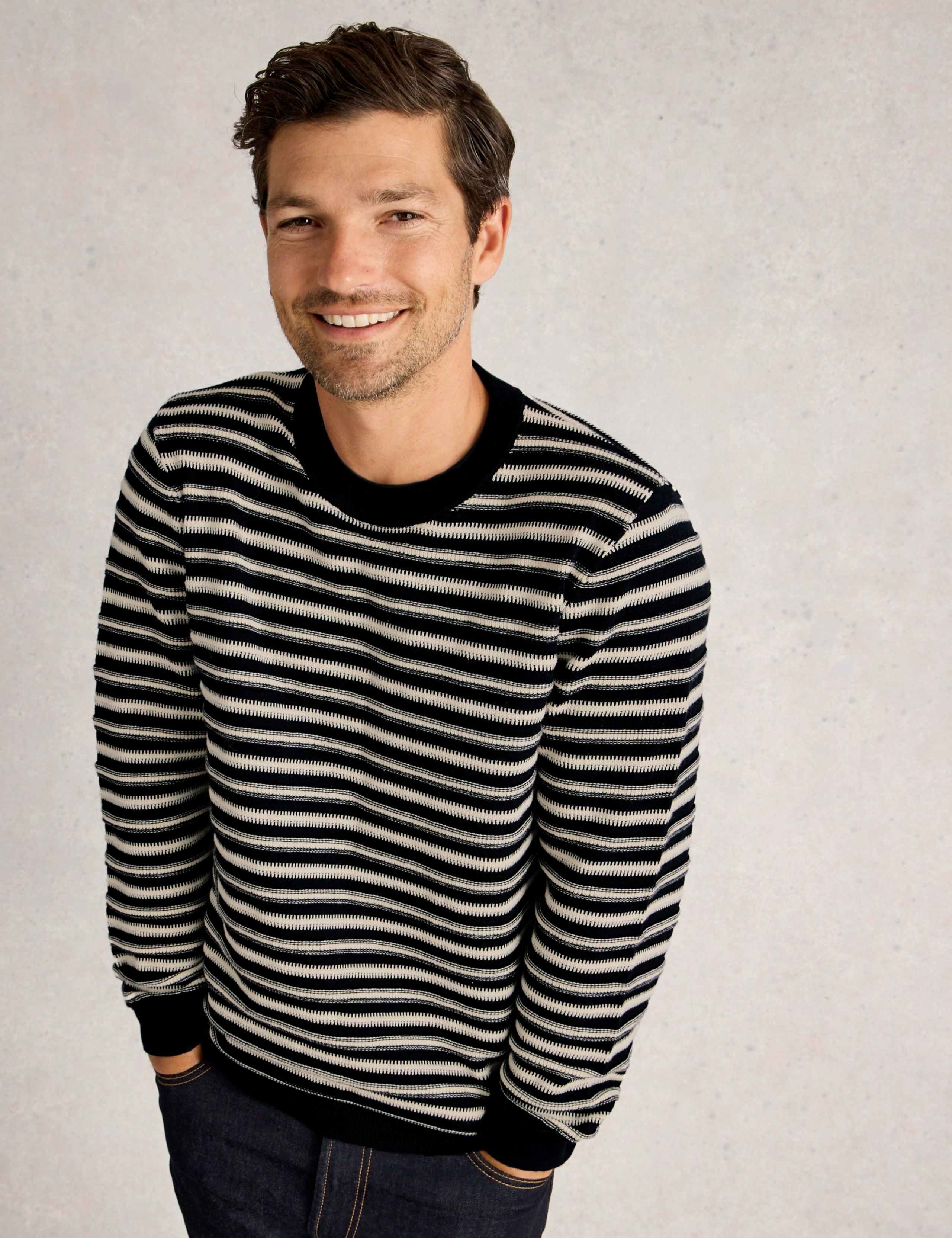 Pure Cotton Striped Crew Neck Jumper 3 of 6