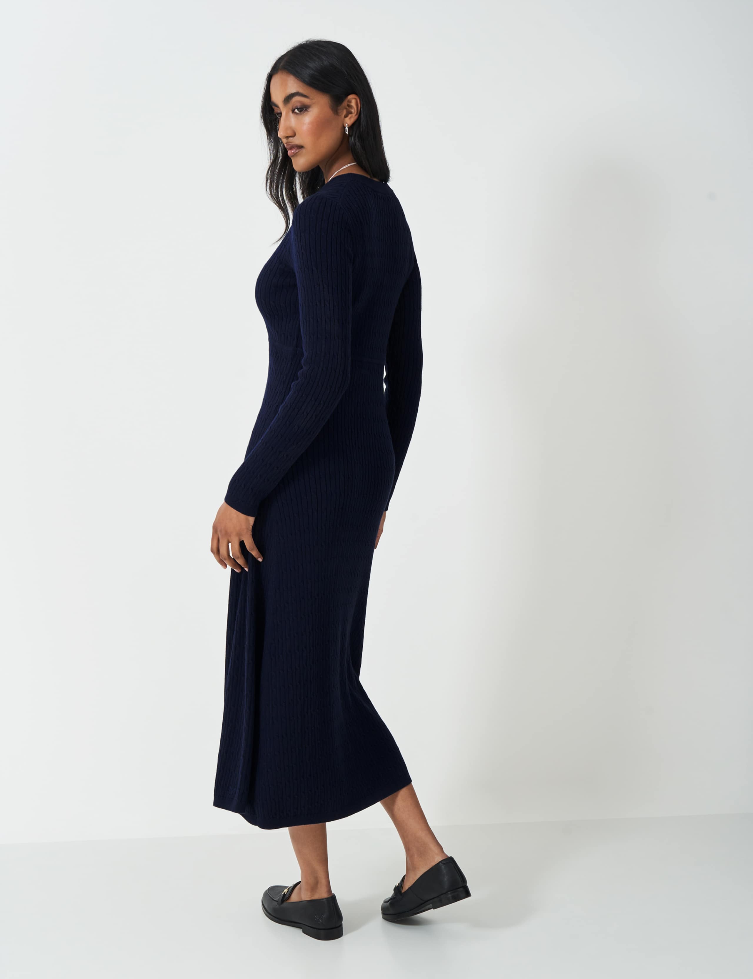 Cotton Rich Cable Knit Midi Skater Dress 4 of 5