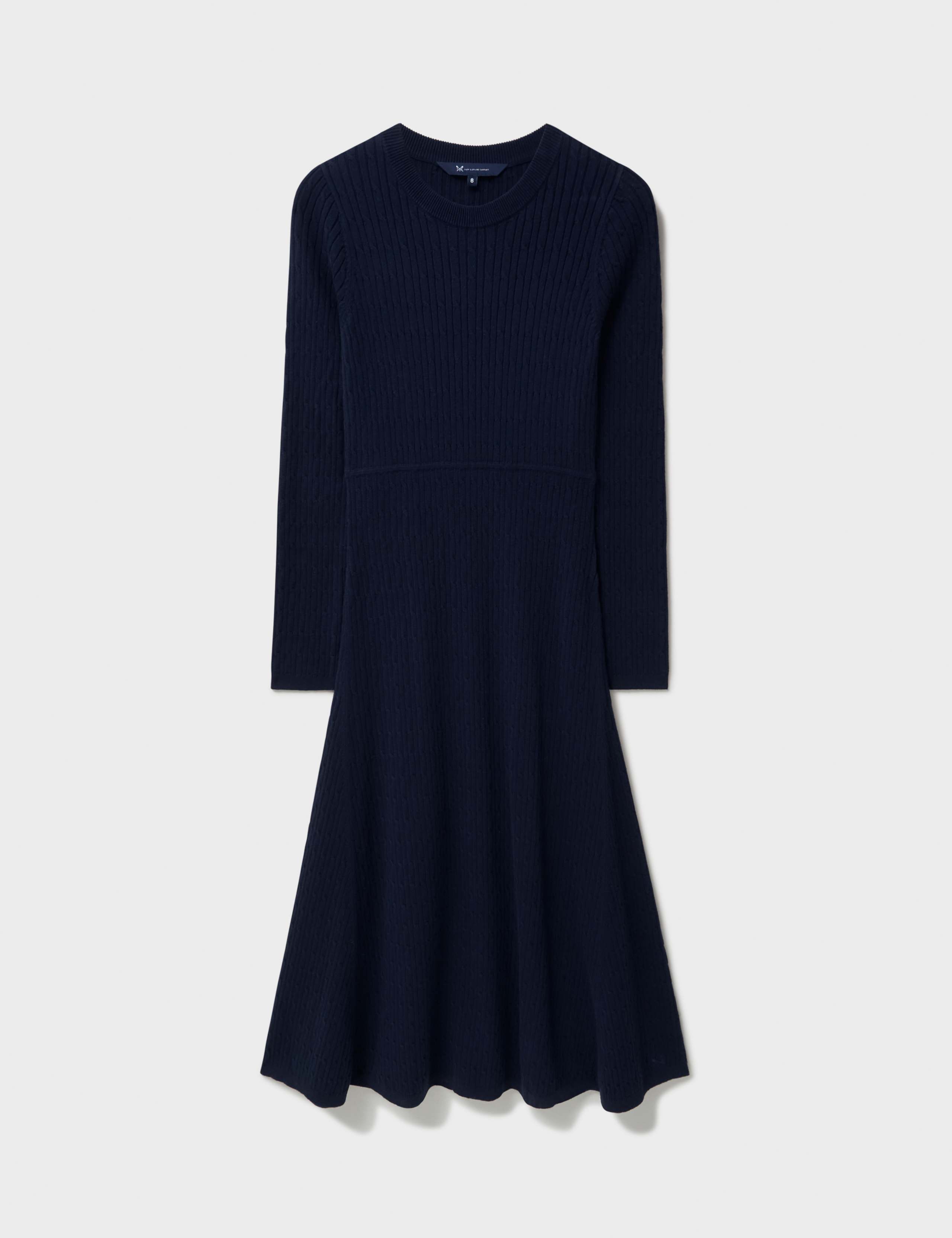 Cotton Rich Cable Knit Midi Skater Dress 2 of 5